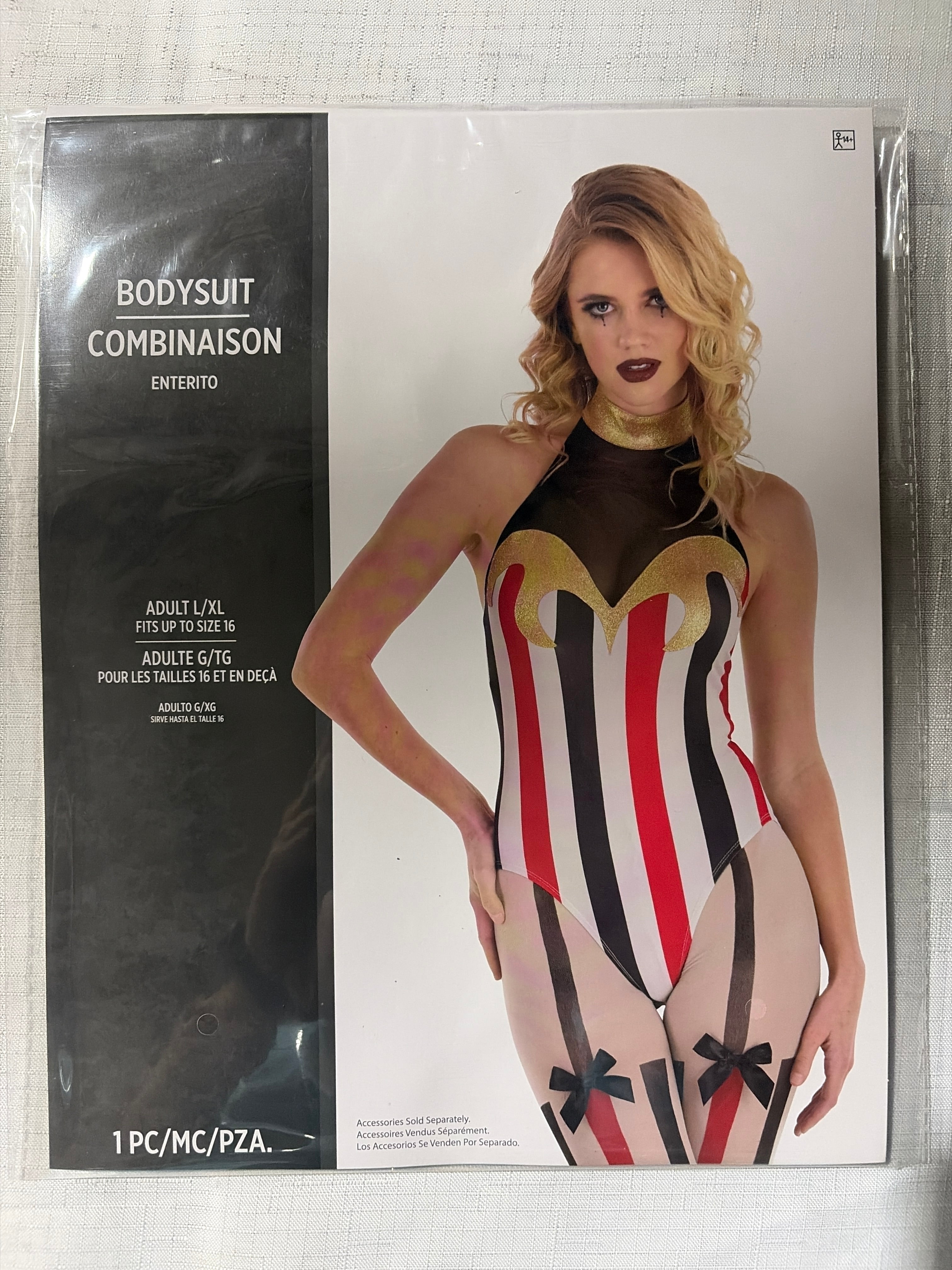 Women's Vintage Circus Bodysuit Costume - Halloween Accessory - Adult L/XL