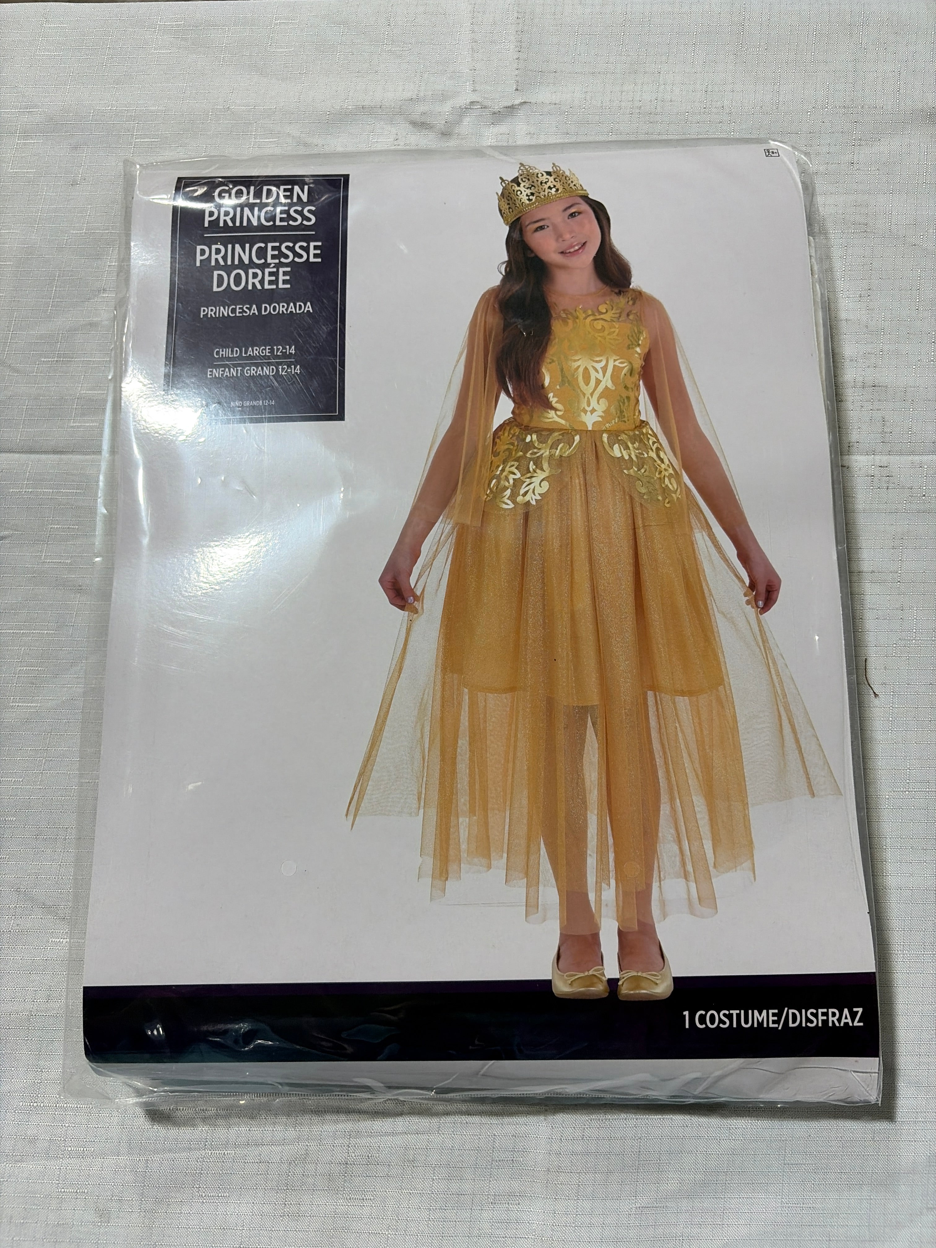 Enchanting Girls' Golden Goddess Halloween Costume - Child L (12-14)