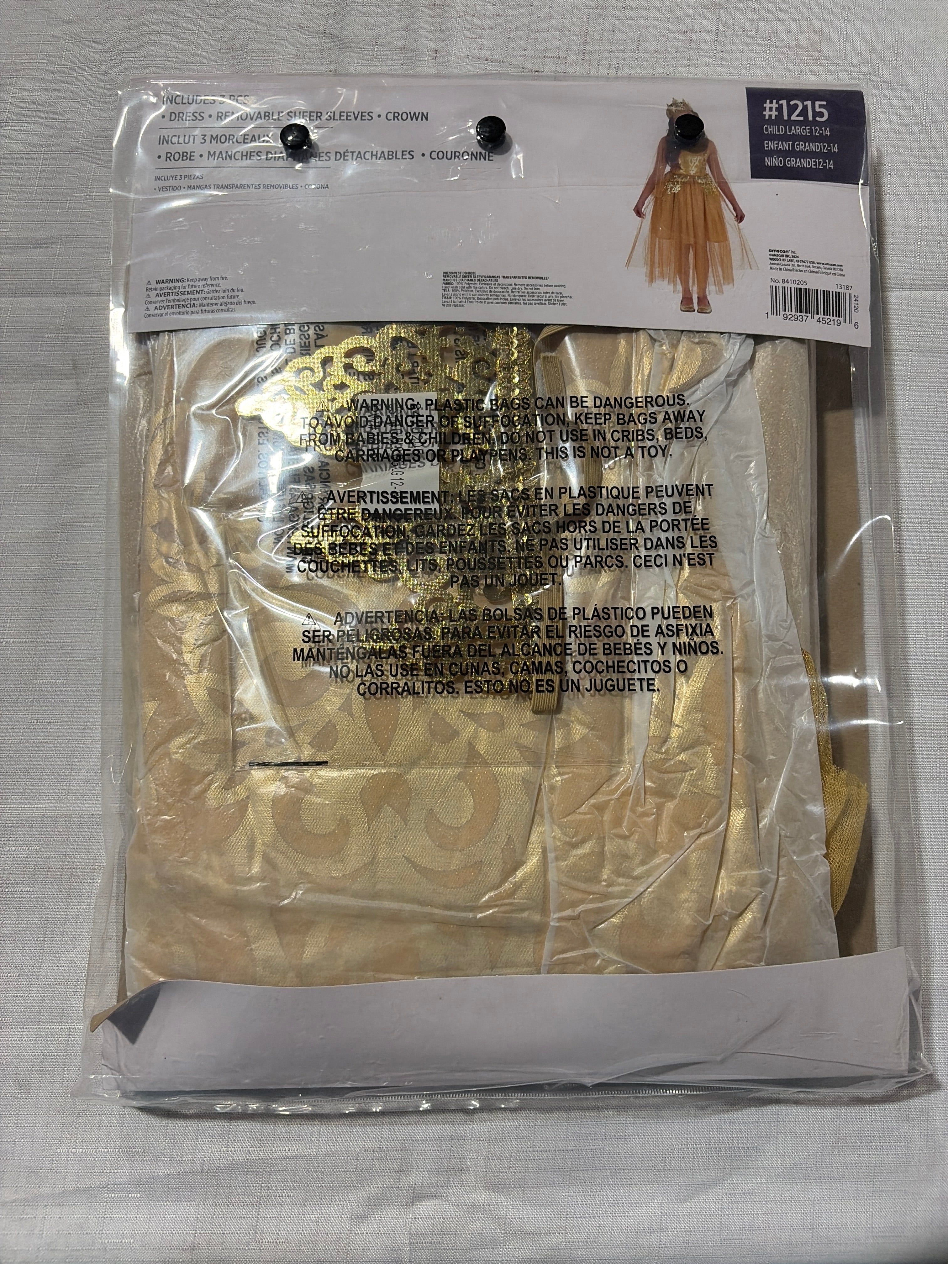 Enchanting Girls' Golden Goddess Halloween Costume - Child L (12-14)