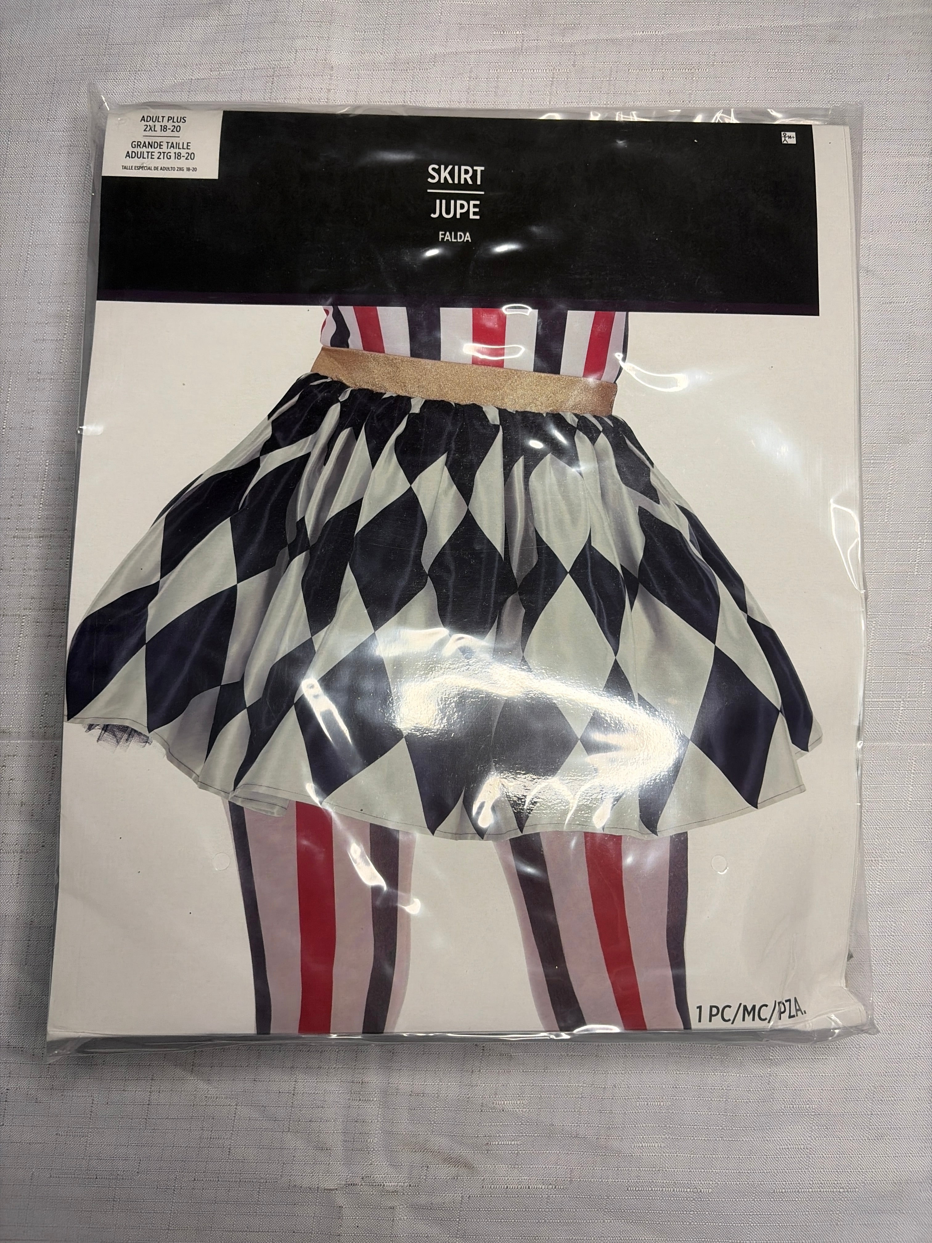 Vintage Circus Skirt & Tights Halloween Accessory Set - Adult 2XL (18-20)