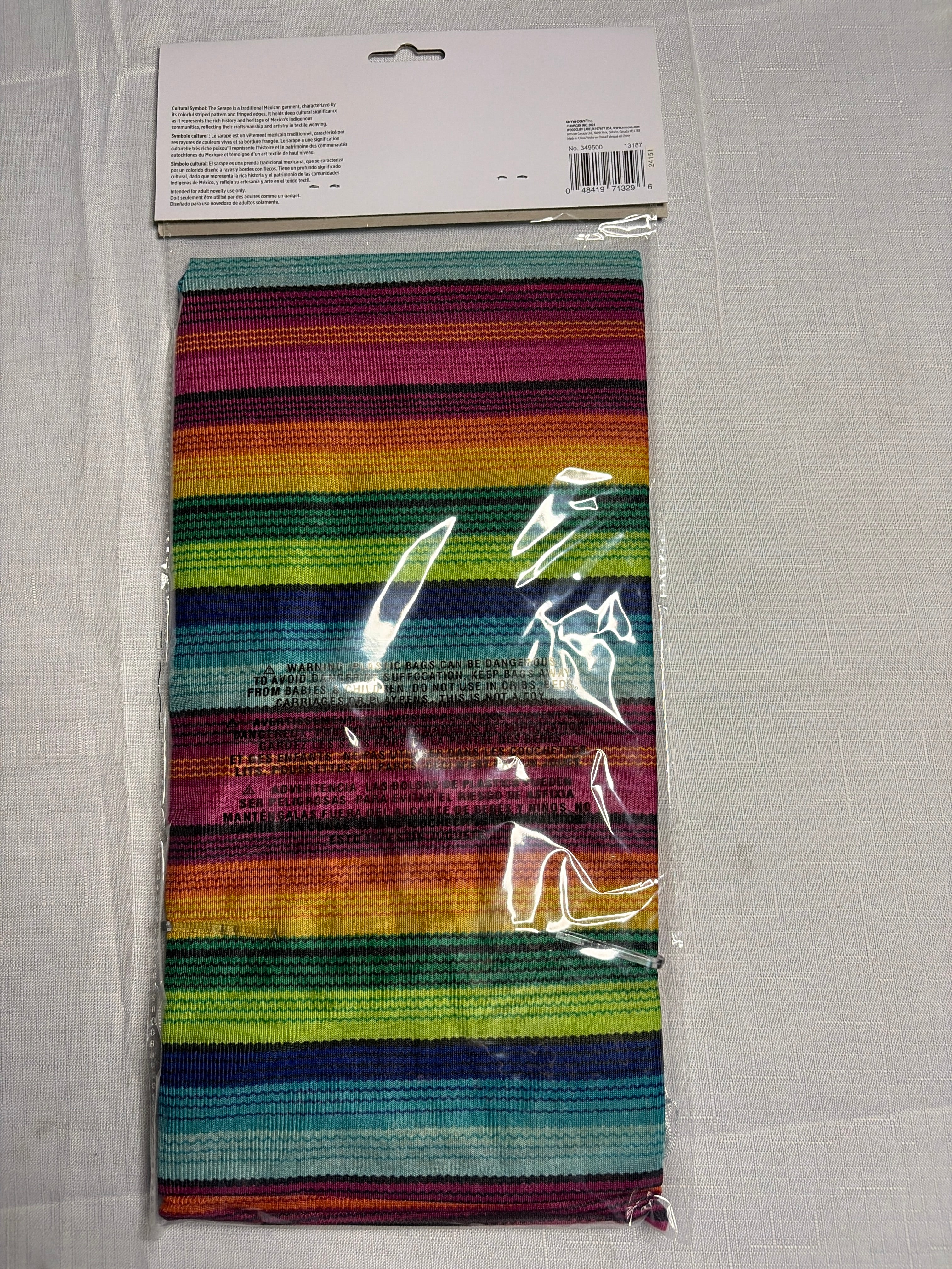 Vibrant Multicolored Fiesta Serape with Fringe Trim - One Size