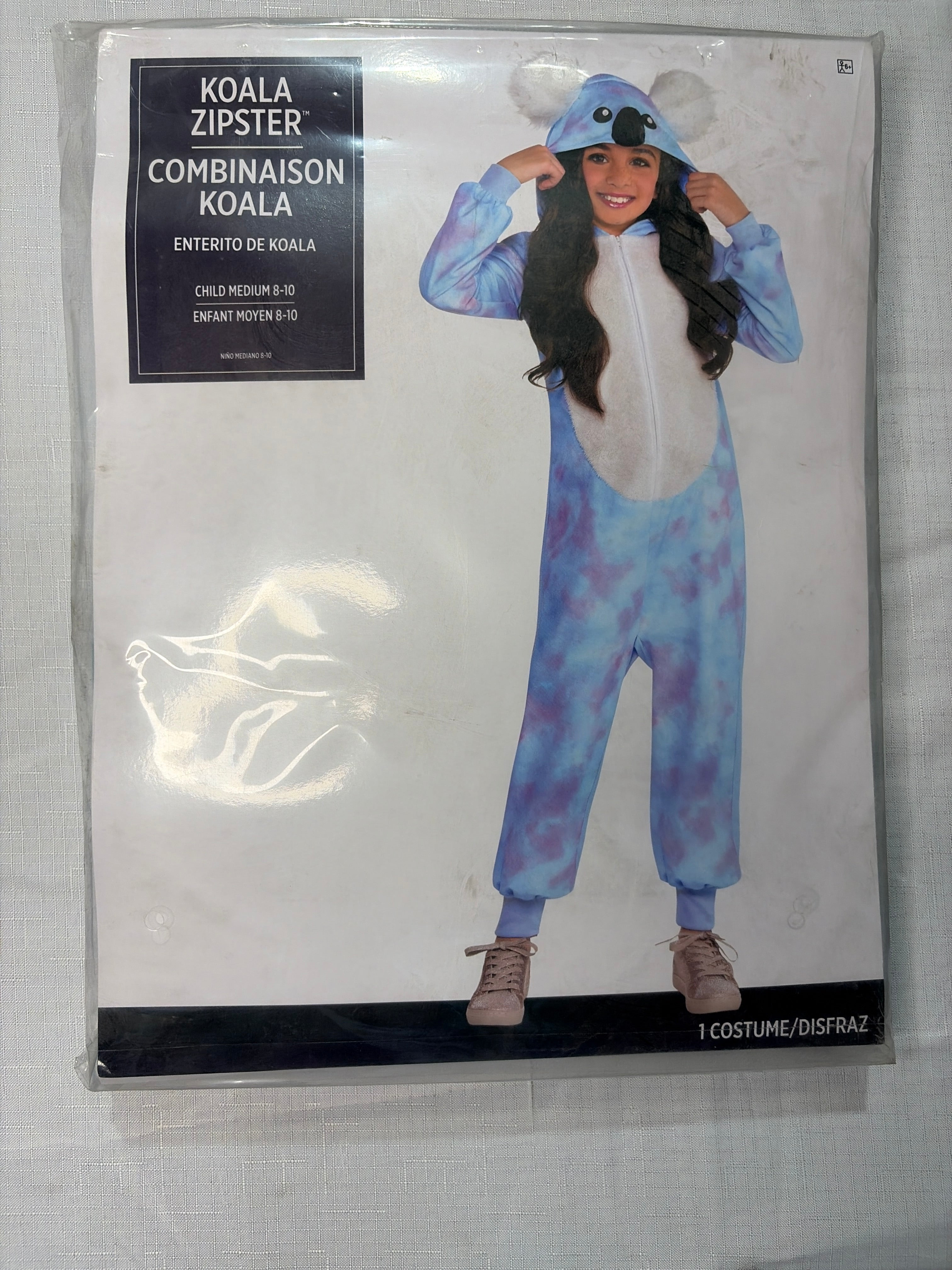 Kids' Blue & Purple Koala Zipster Jumpsuit Costume - Child M (8-10)