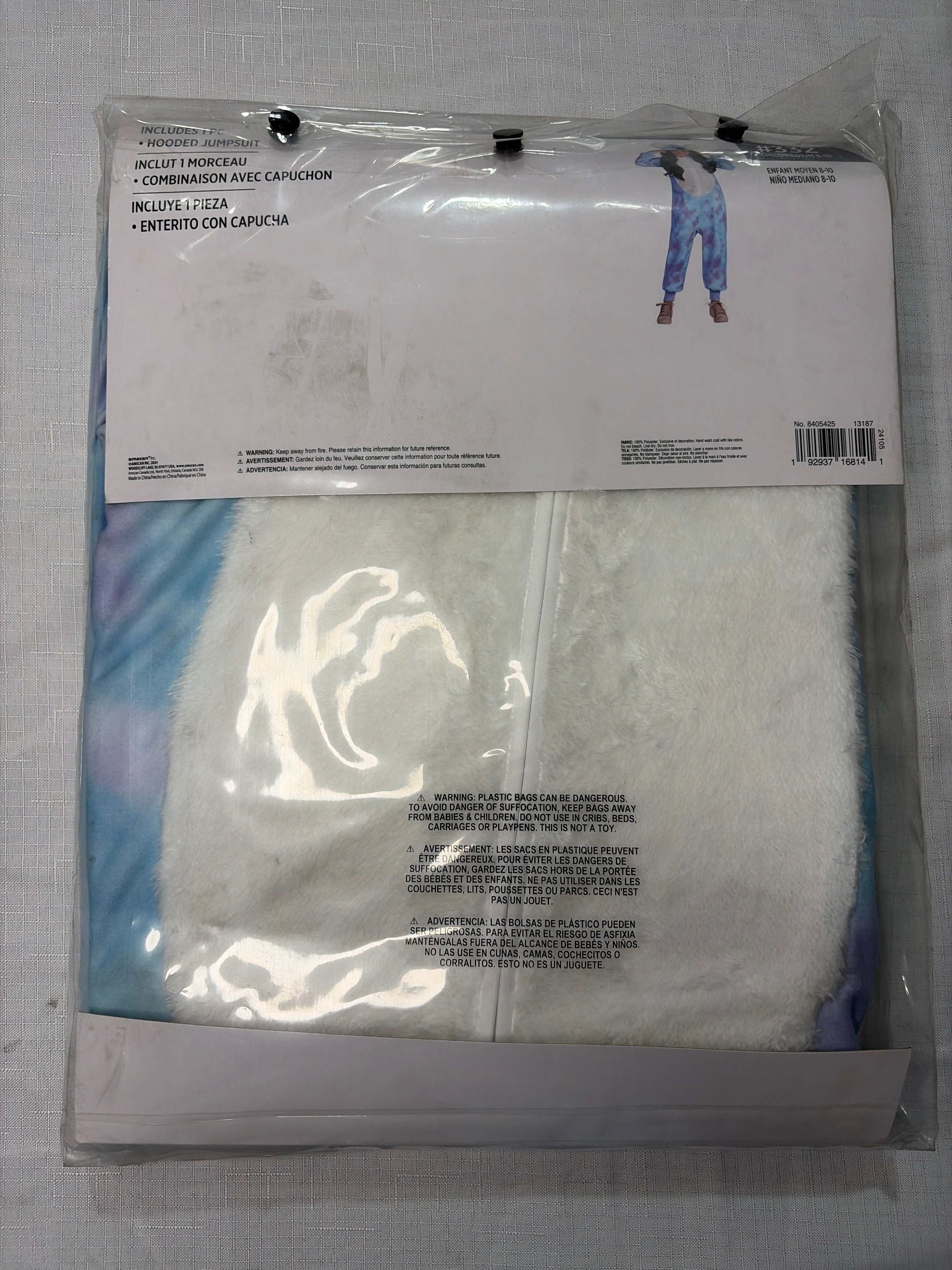 Kids' Blue & Purple Koala Zipster Jumpsuit Costume - Child M (8-10)