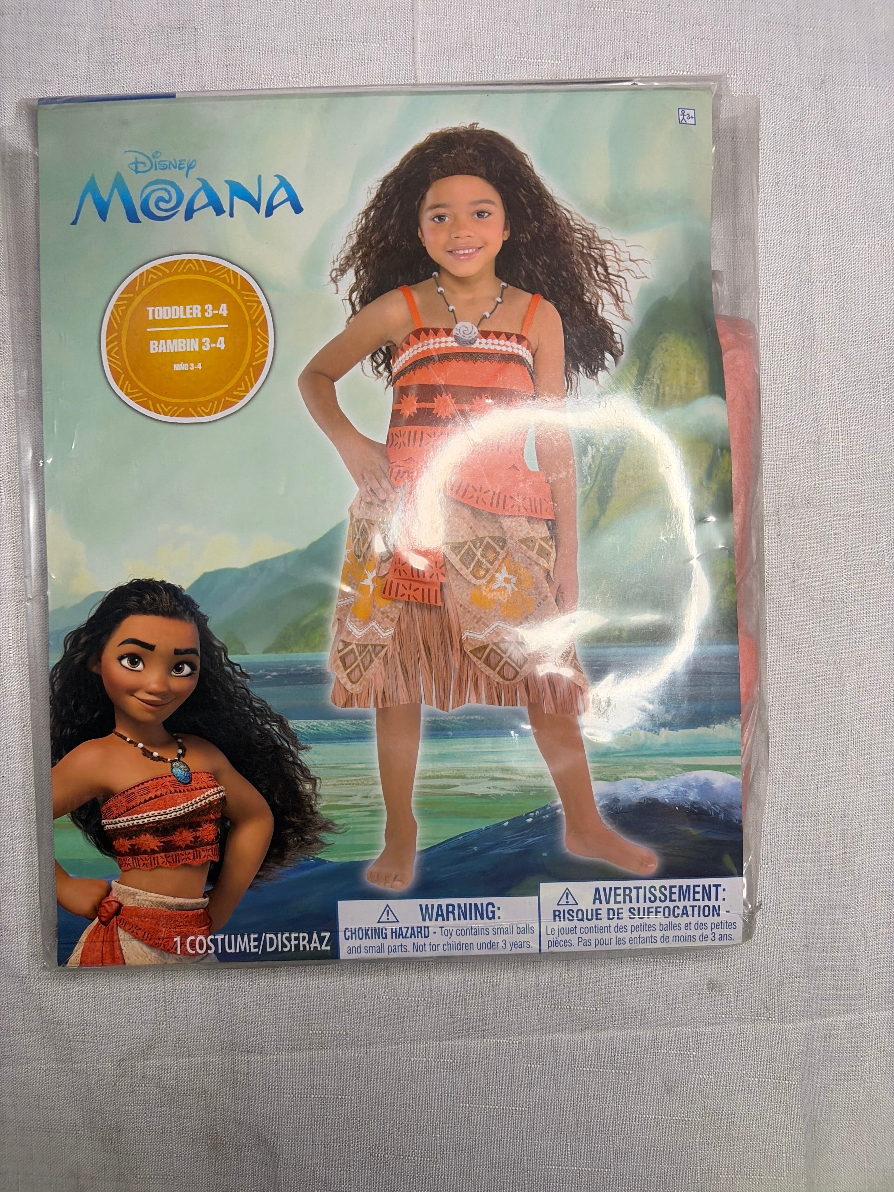 Disney Moana Girls' Halloween Costume with Necklace - Toddler (3-4)