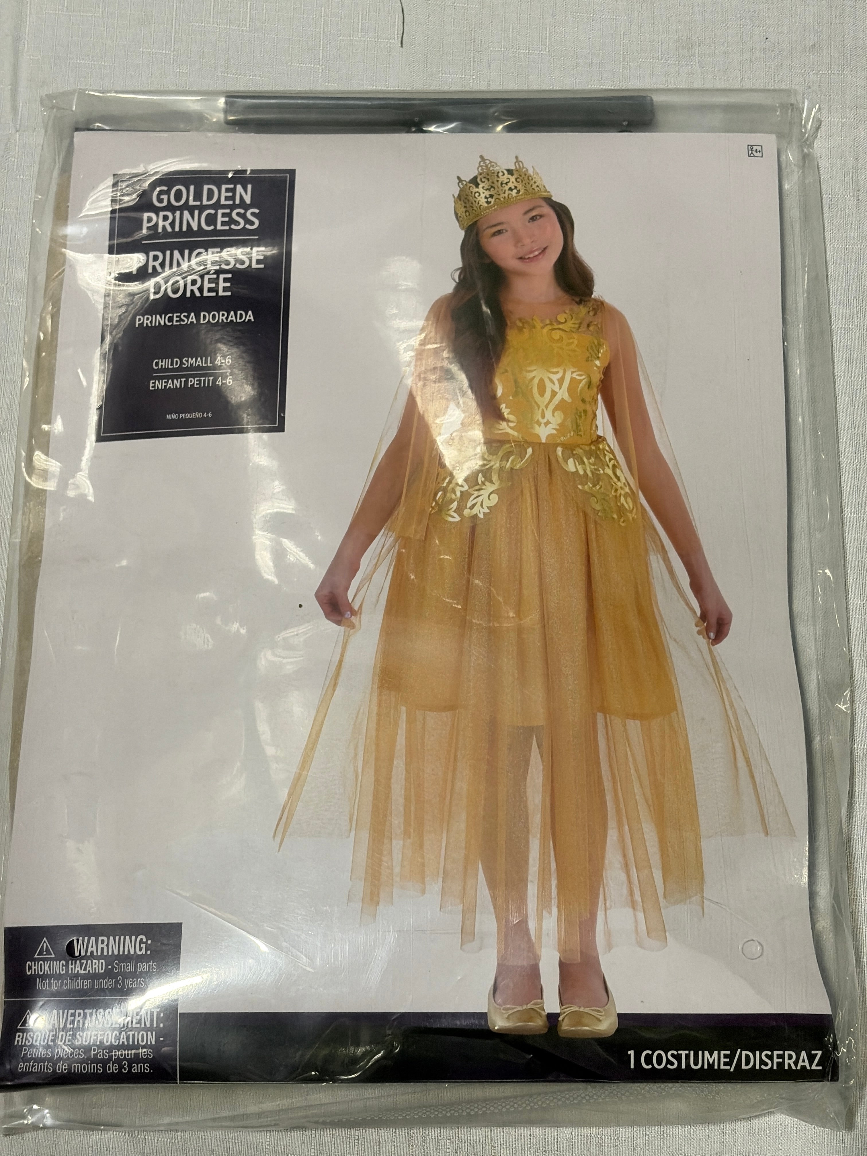 Enchanted Golden Princess Costume for Girls - Child S (4-6)
