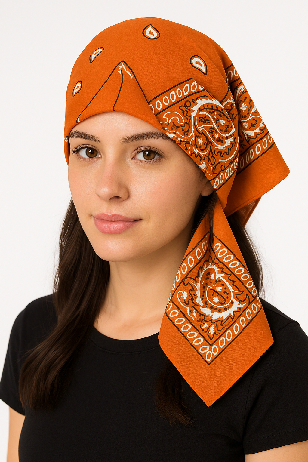 Vibrant Orange Paisley Bandana - 20" Versatile Accessory