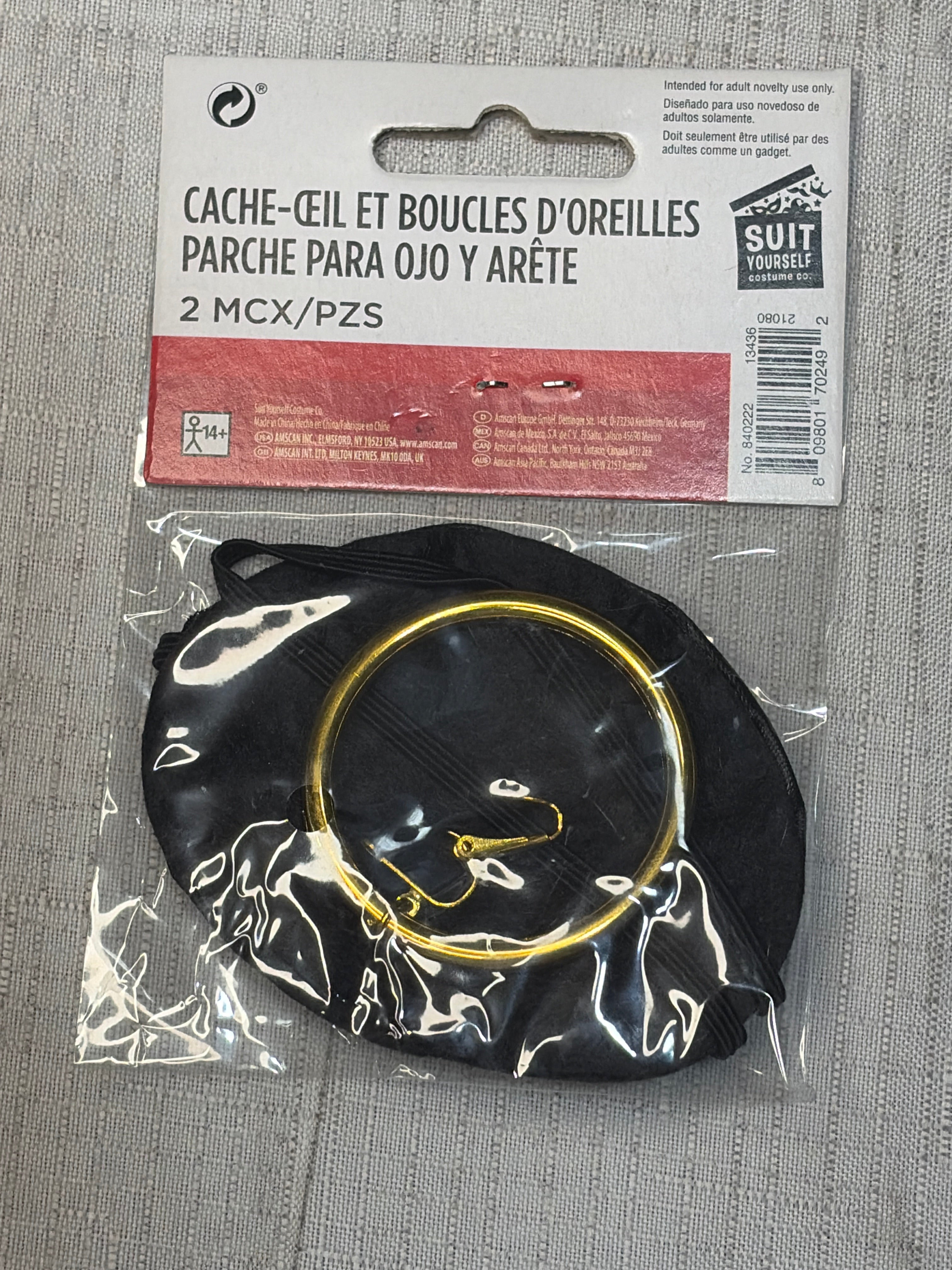 Pirate Earring and Eye Patch Accessory Set - One Size