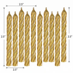 Elegant Gold Spiral Birthday Candles, 3.2-inch, 12-Pack