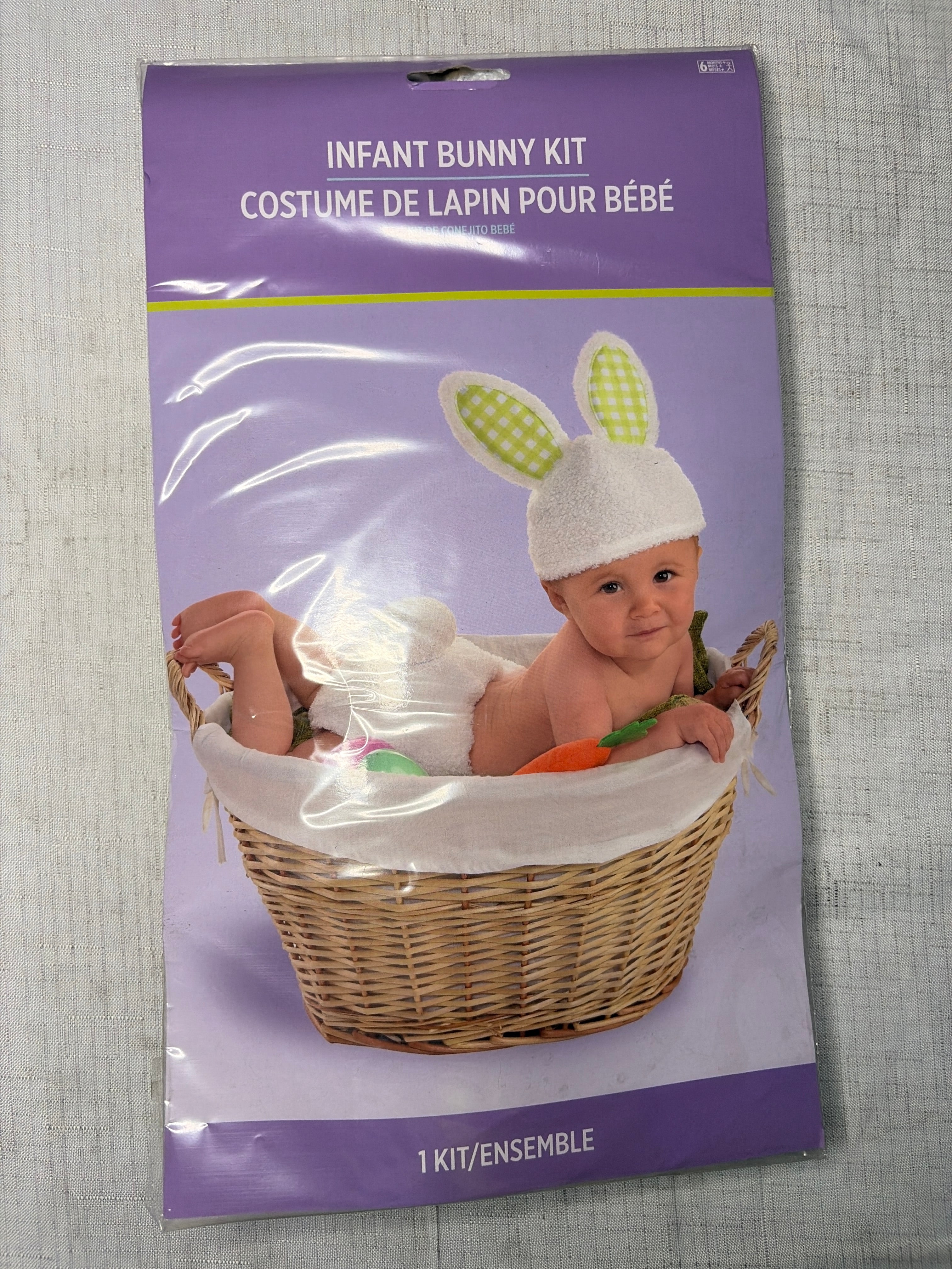Infant Bunny Costume Accessory Kit with Hat & Tail for Easter - One Size