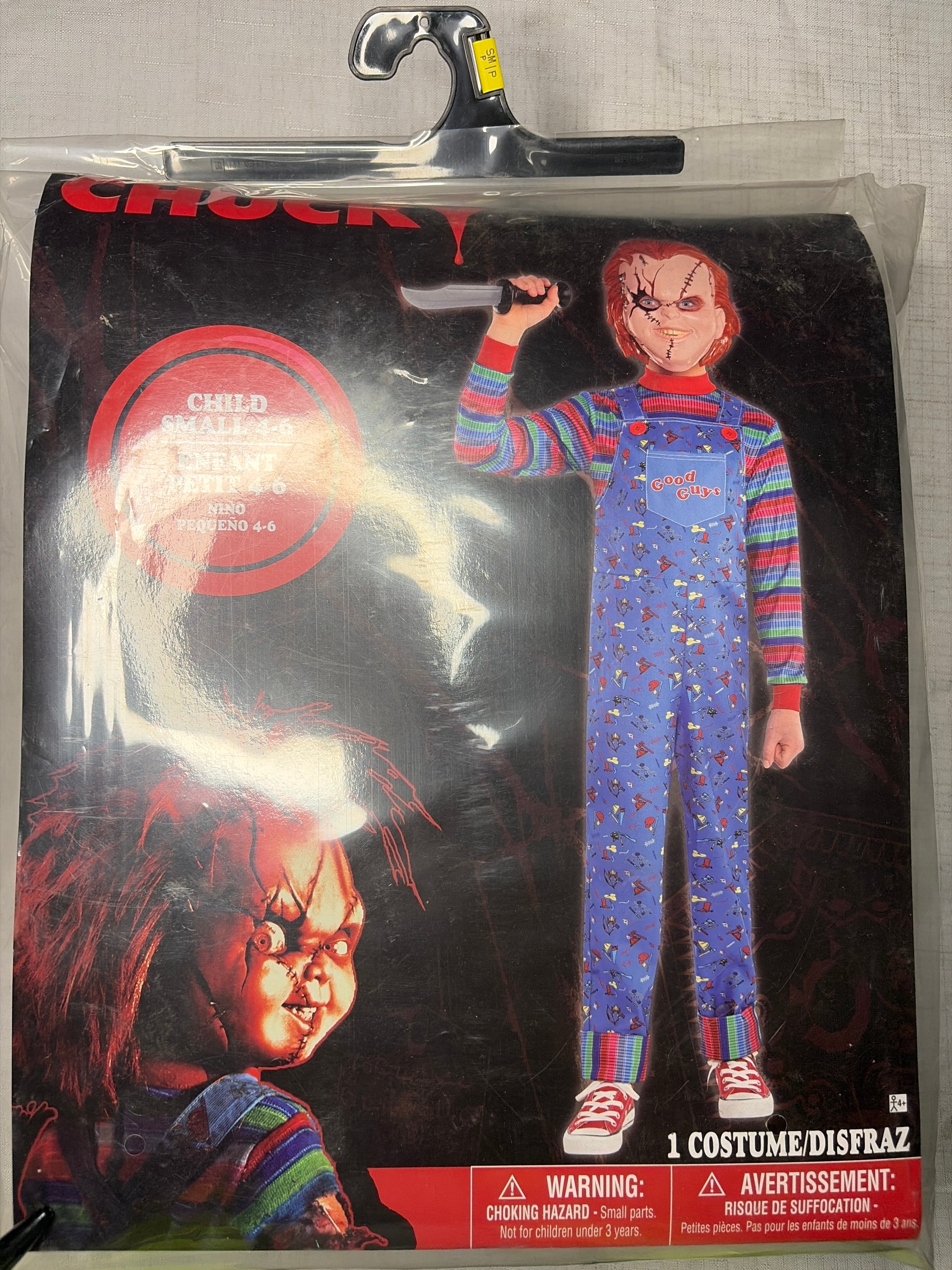 Kids' Chucky Halloween Costume with Creepy Mask and Overalls - Child S (2-4)