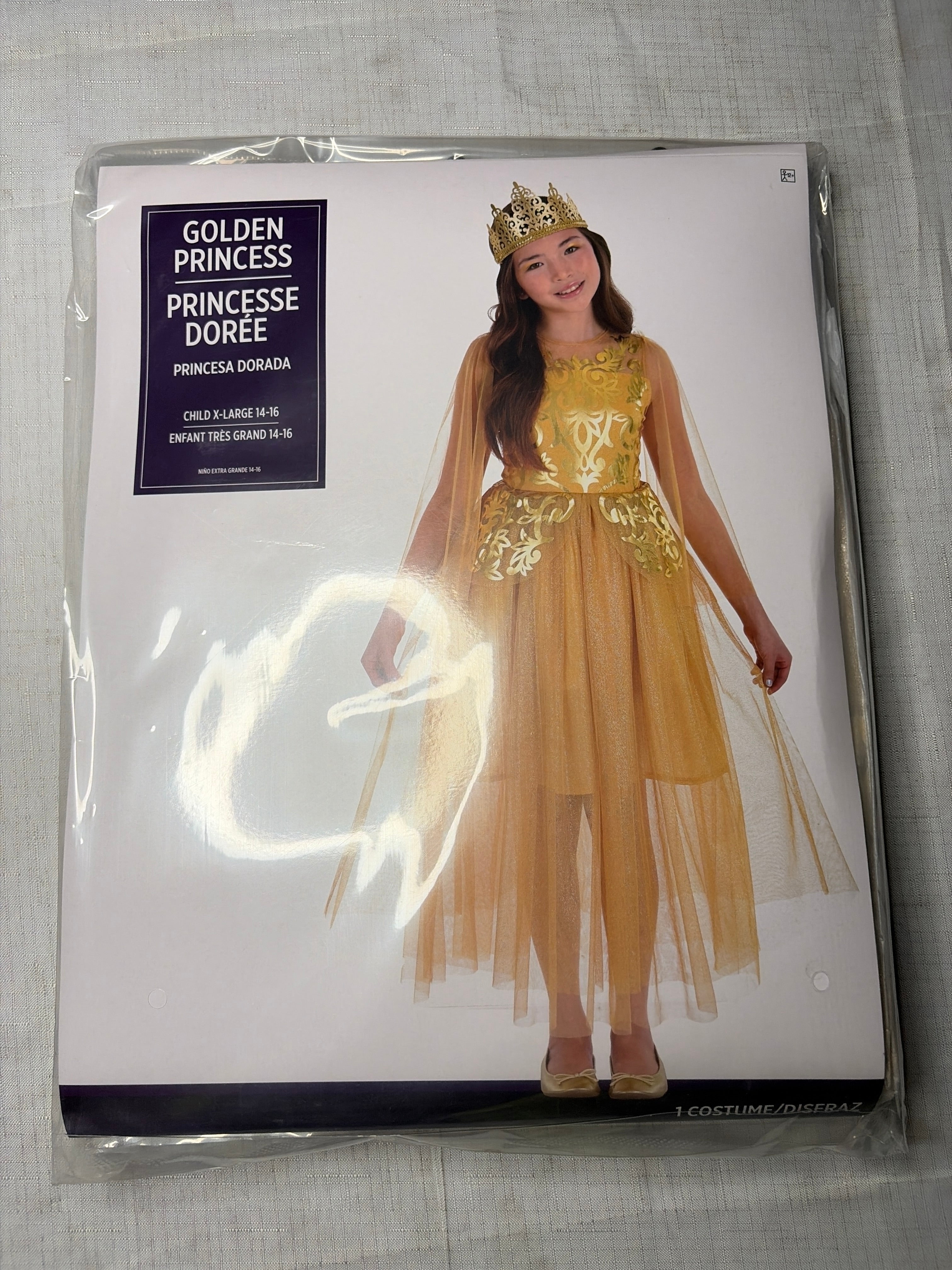 Royal Gold Princess Costume for Girls - Child XL (14-16)
