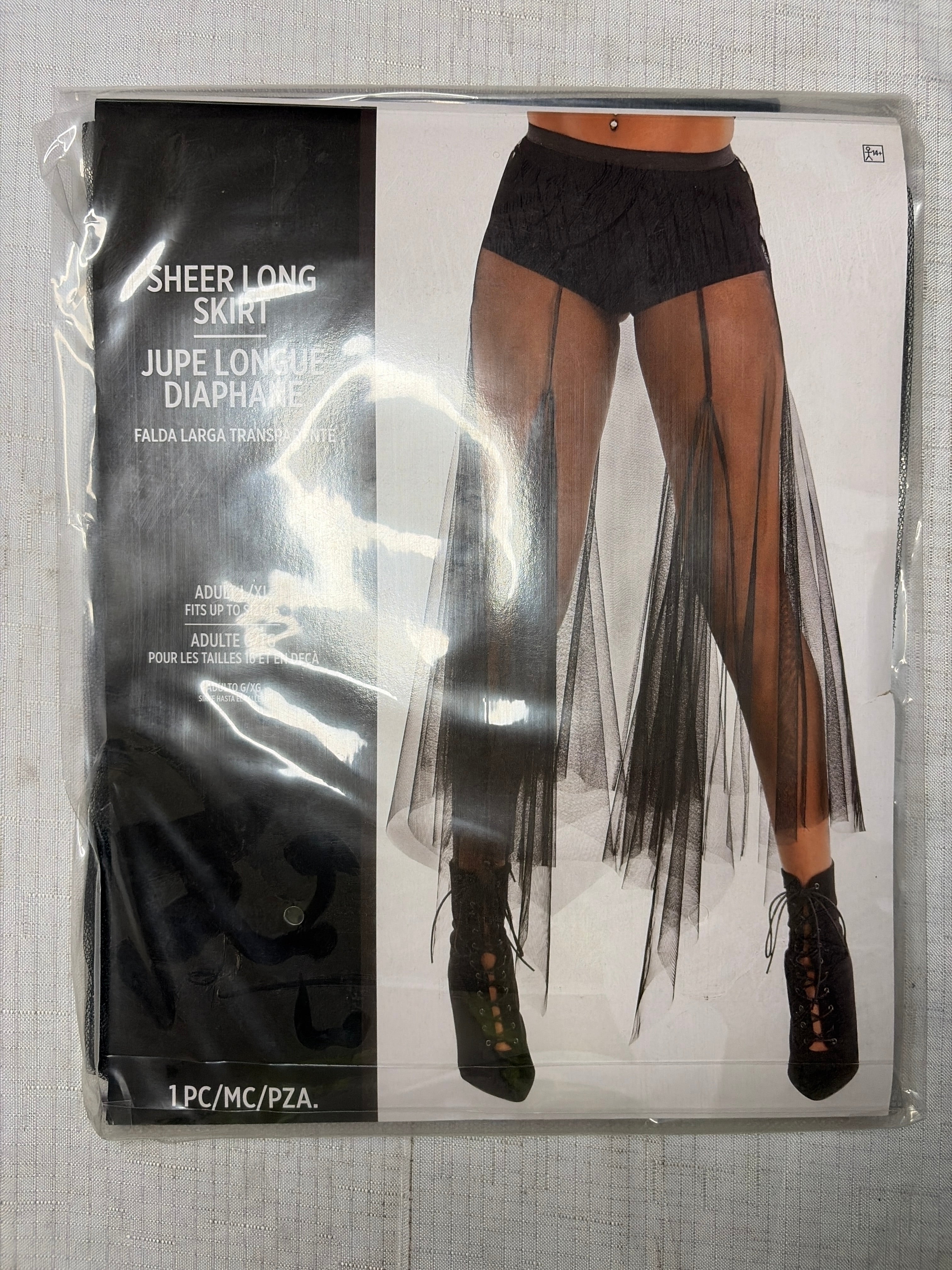 Sheer Black Long Maxi Skirt Halloween Accessory - Adult L/XL (Up to Size 16)