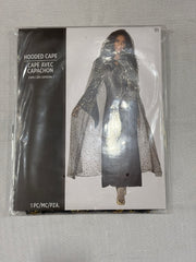 Celestial Hooded Cape - Sheer Black with Gold Stars & Moons - One Size