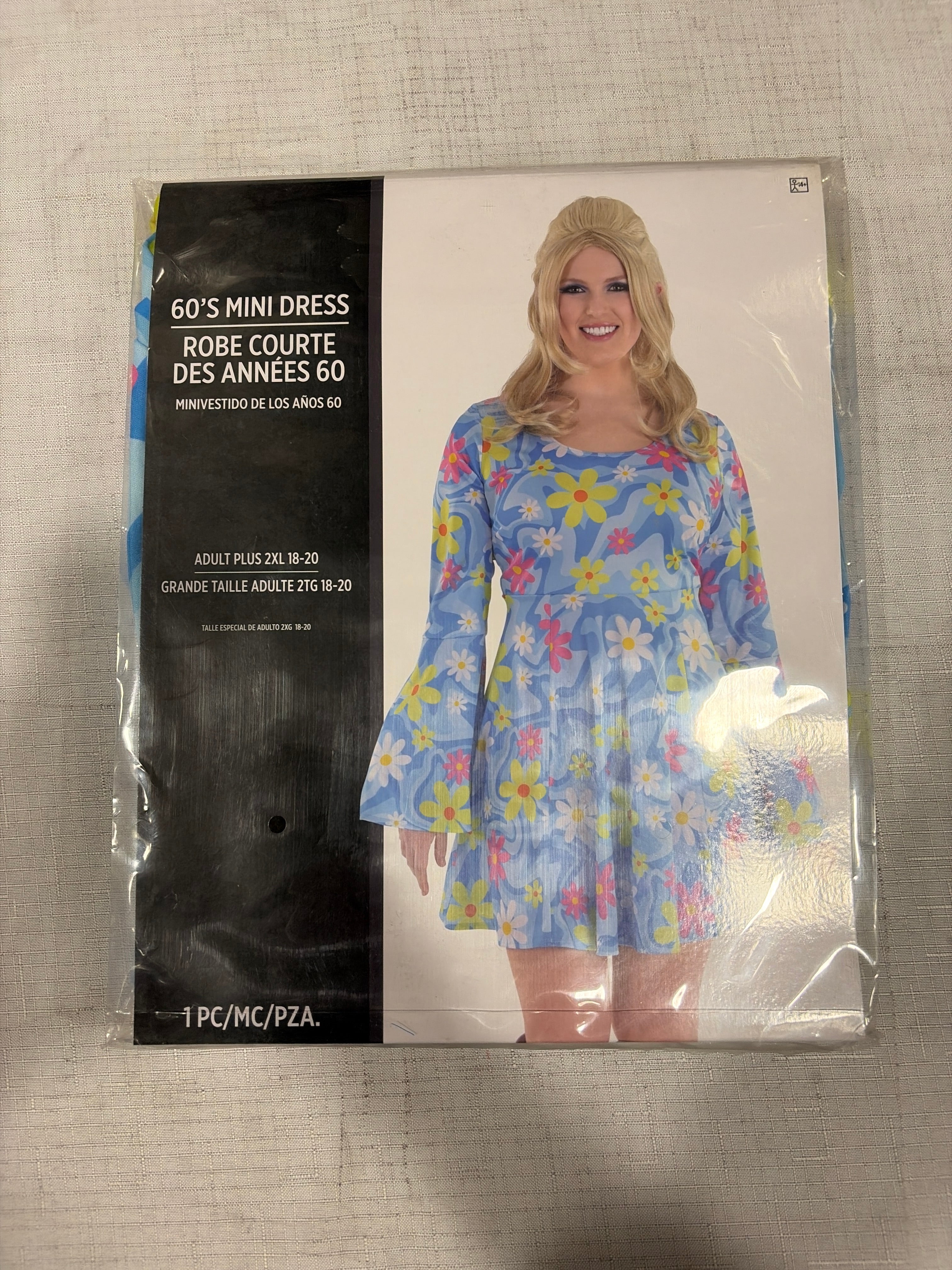 Groovy 60s Floral Mini Dress Costume - Adult 2XL (18-20)