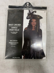 Pirate Wench Black Waist Cincher with Gold Detailing - Adult One Size