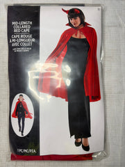 Adult Red Halloween Cape with Dramatic Collar - One Size (Mid Length)