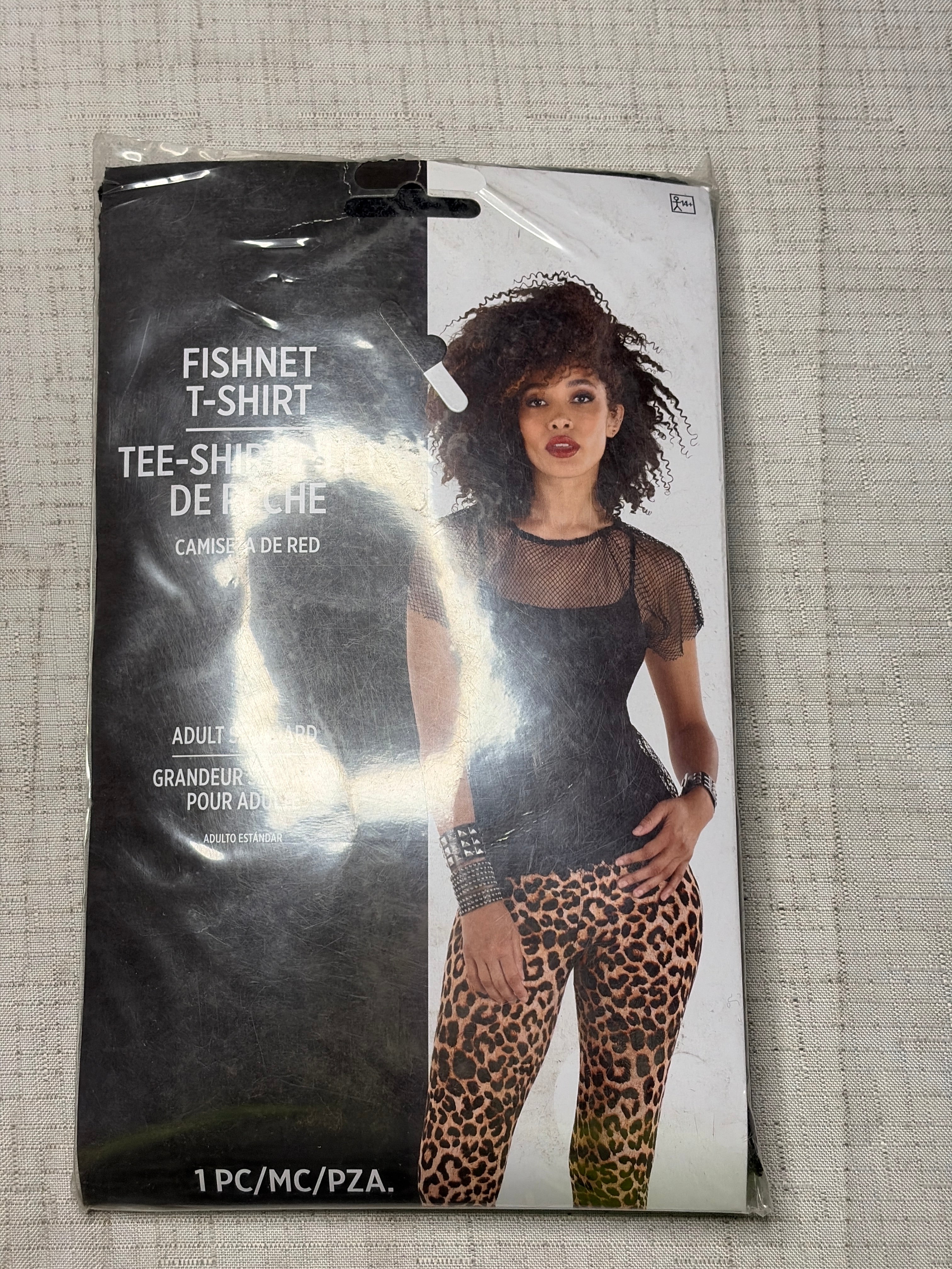 Black Fishnet Cropped T-Shirt - 80s Costume Accessory - Adult One Size