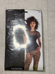 Black Fishnet Cropped T-Shirt - 80s Costume Accessory - Adult One Size
