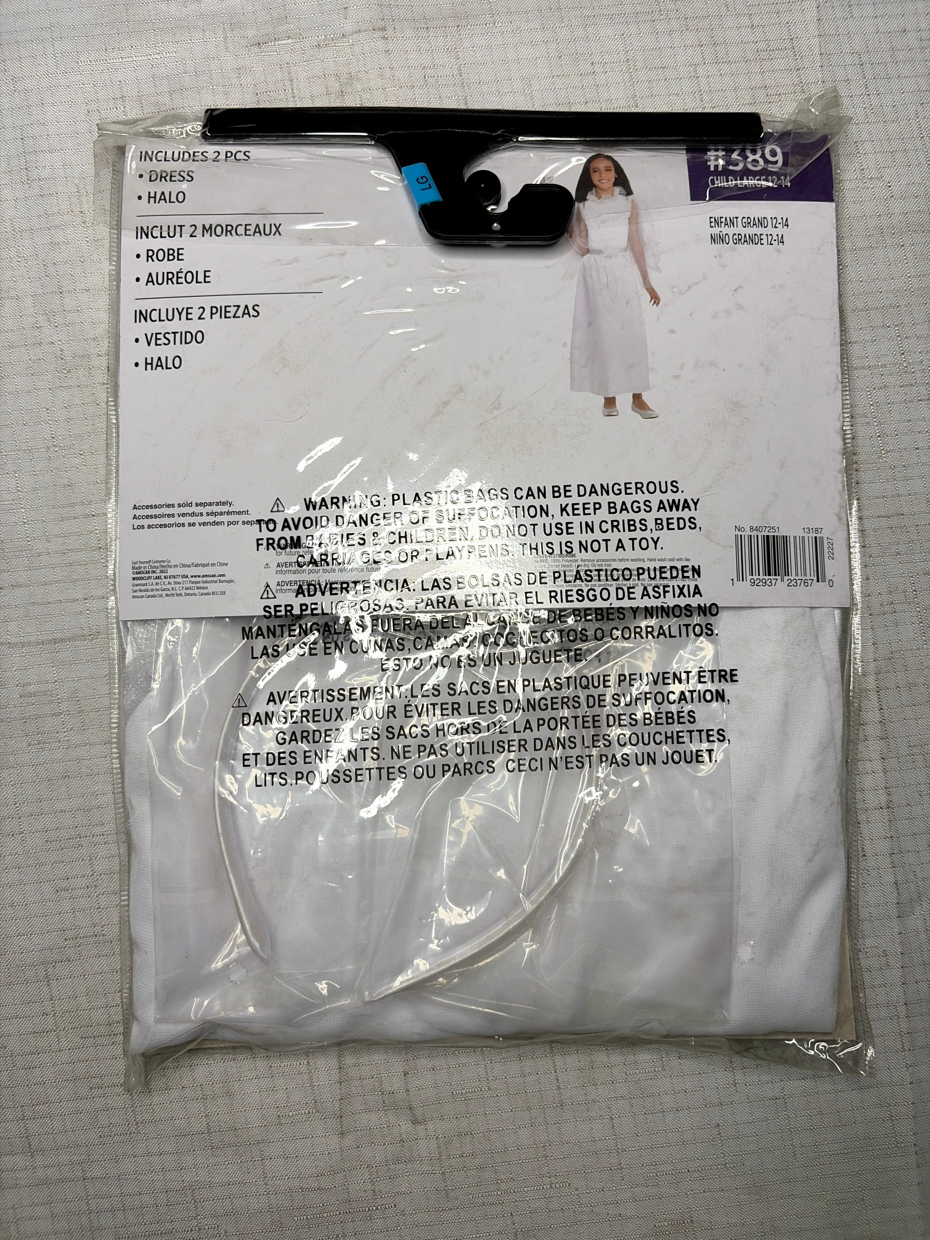 Kids' Heavenly Starlight Angel Costume with Halo Headband - Child L (12-14)