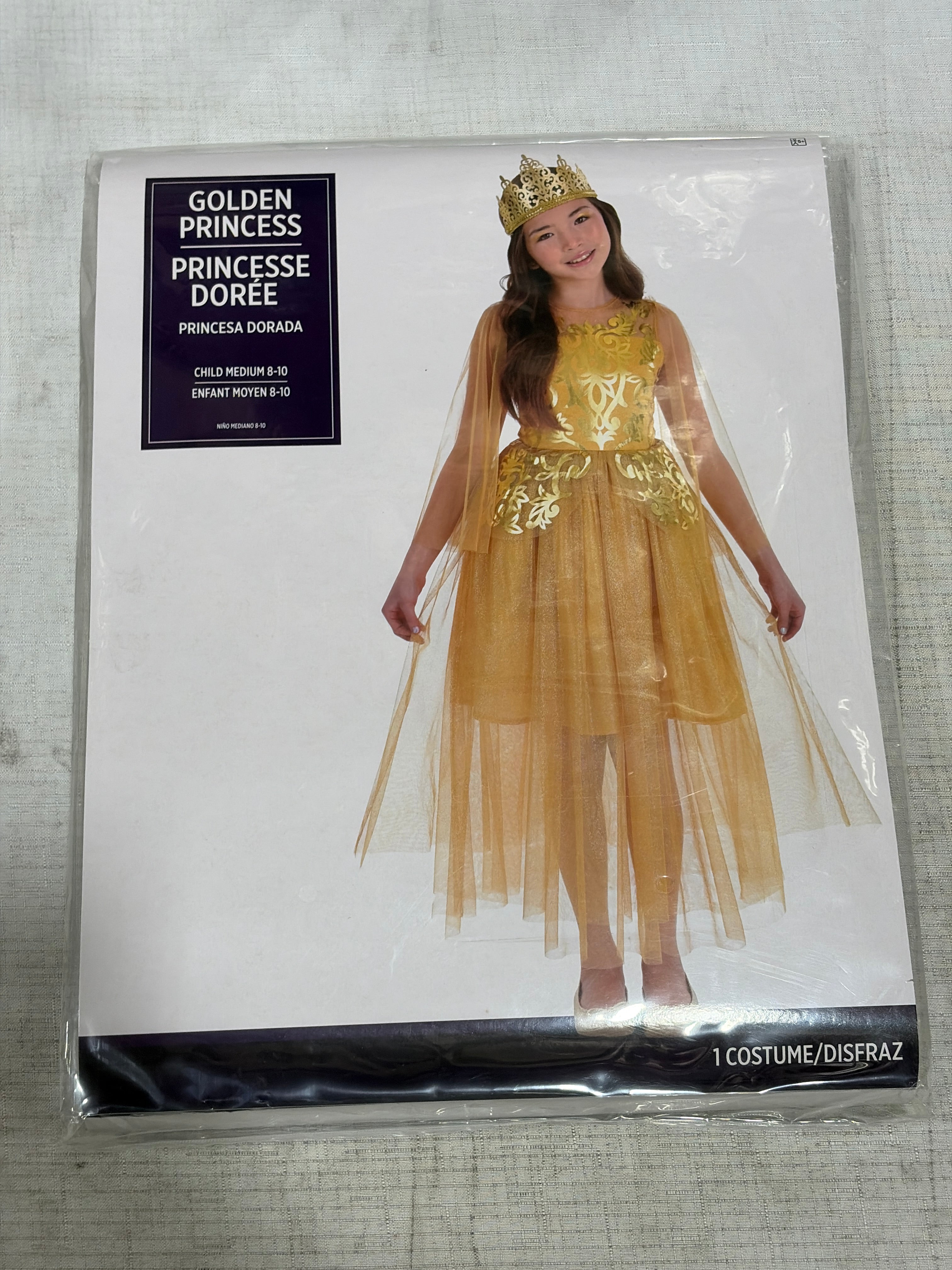 Enchanted Golden Princess Costume for Girls - Child M (8-10)