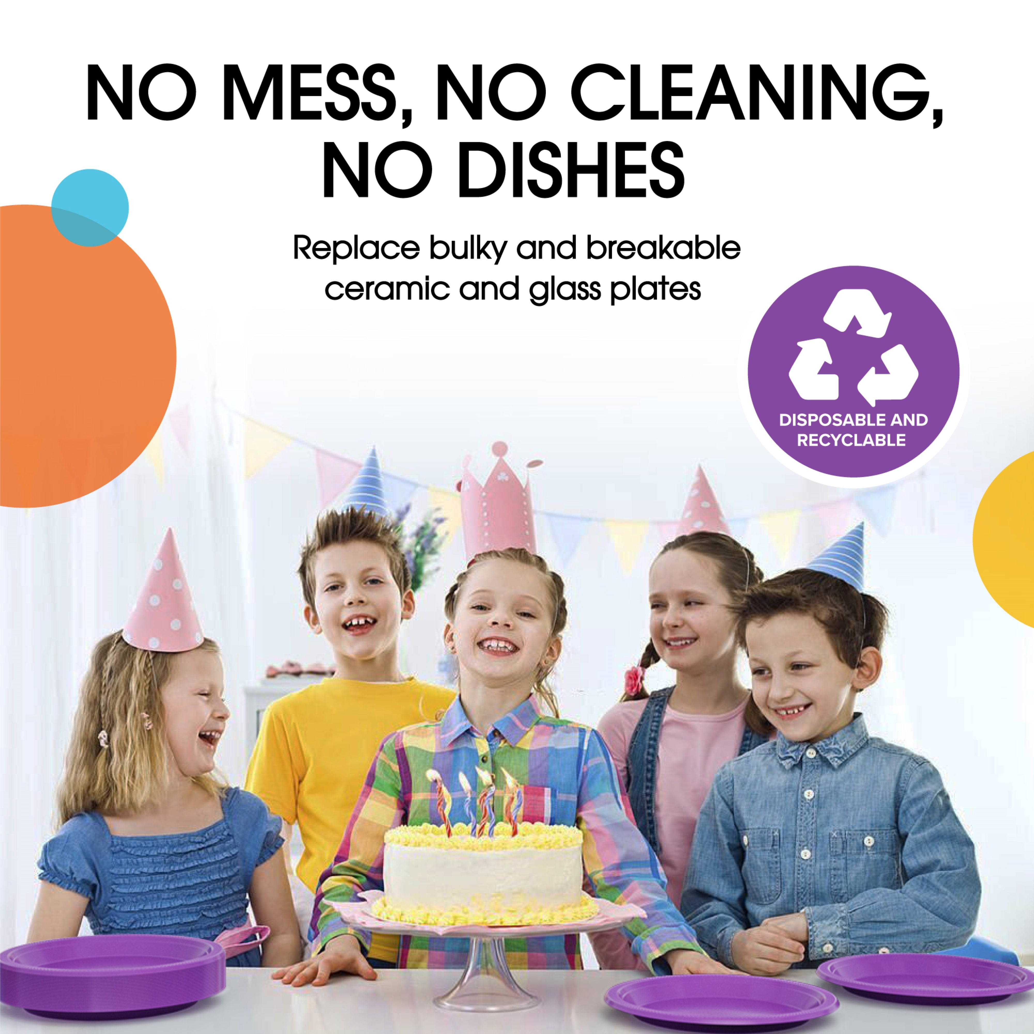 7 In. Purple Plastic Plates | 100 Count
