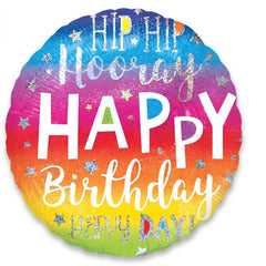 Hip Hip Hooray Holographic Birthday Jumbo Foil Balloon | 28"