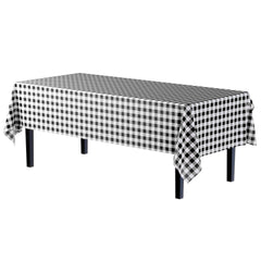 54 In. x 100 Ft. Cut to Size Plastic Table Cover  | Black Gingham | Case of 6