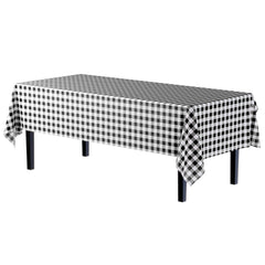 54 In. x 300 Ft. Cut to Size Plastic Table Cover | Black Gingham
