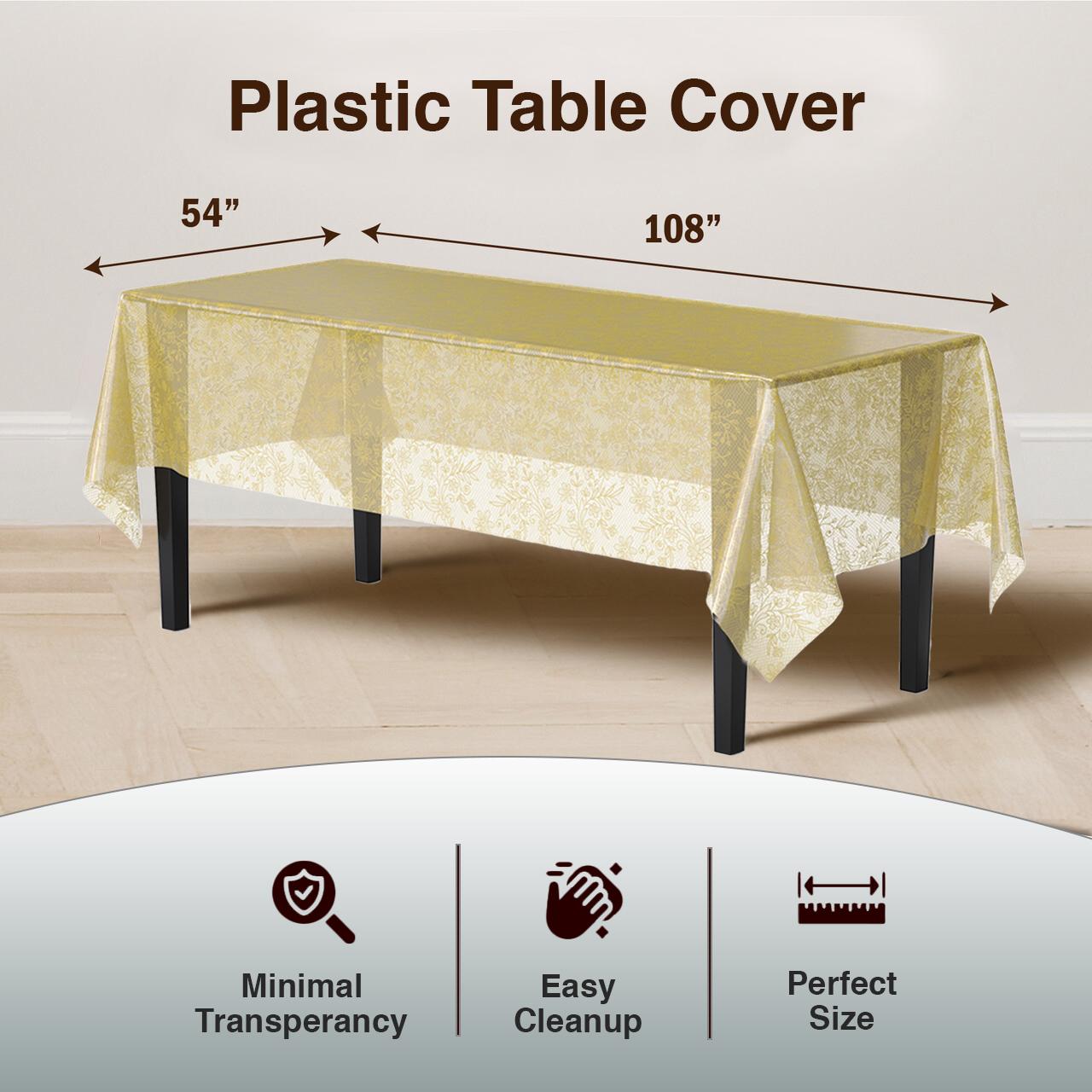 Gold Floral Plastic Table Cover