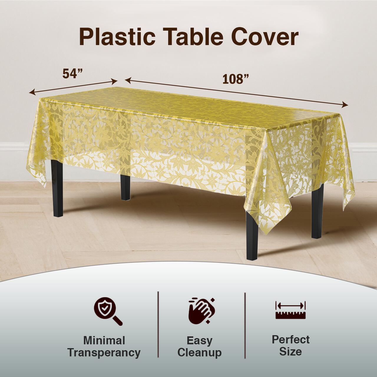 Gold Lace Plastic Table Cover