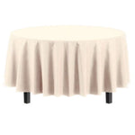 Round Ivory Plastic Table Cover - 84 in.