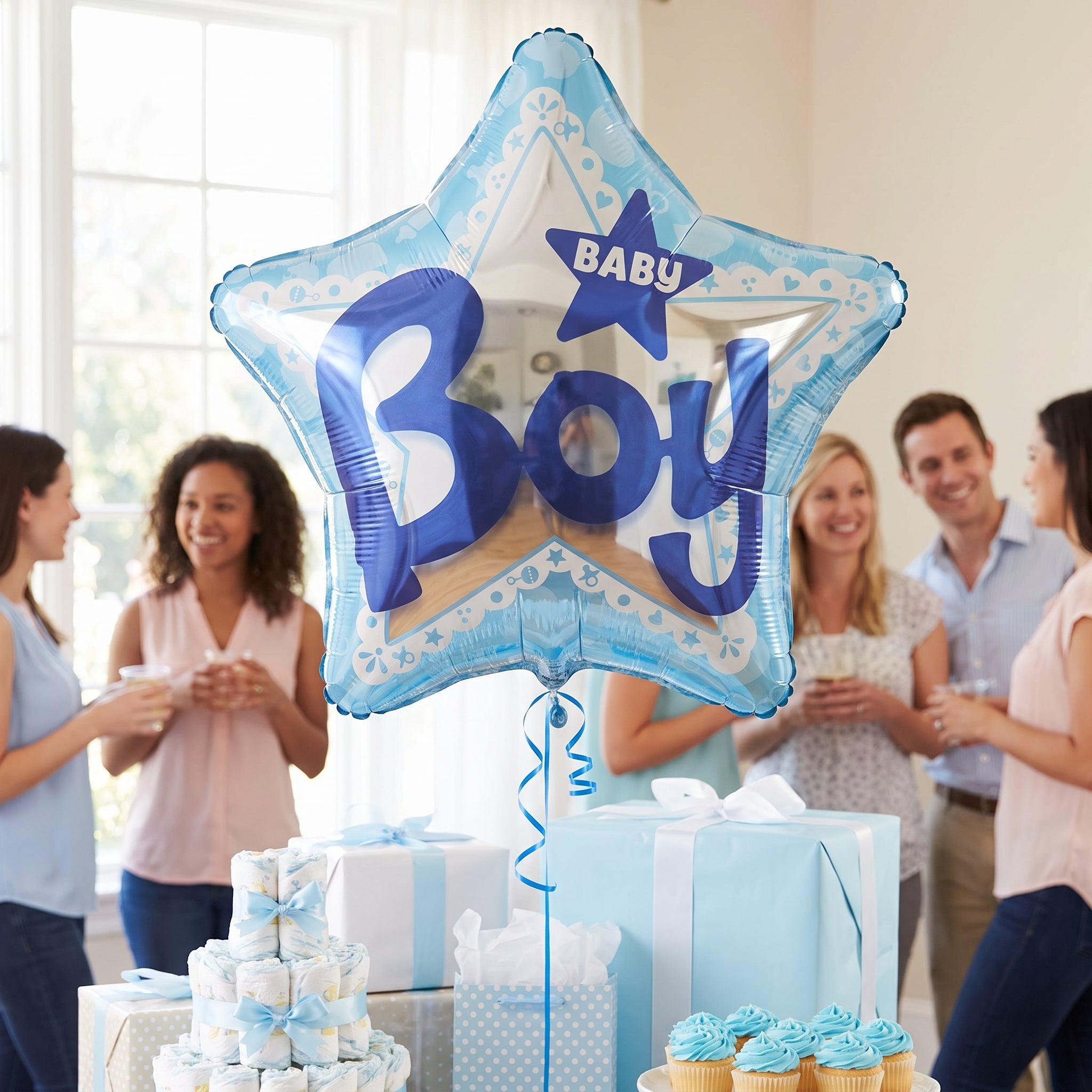 Celebrate Baby Boy Star-Shaped Foil Balloon