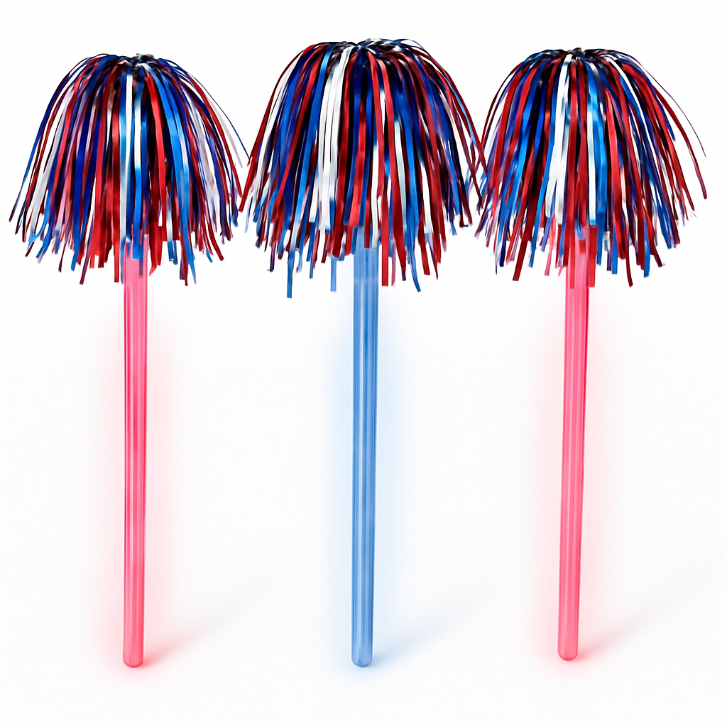 Patriotic Glow Pom Pom - Wearable Party Accessory