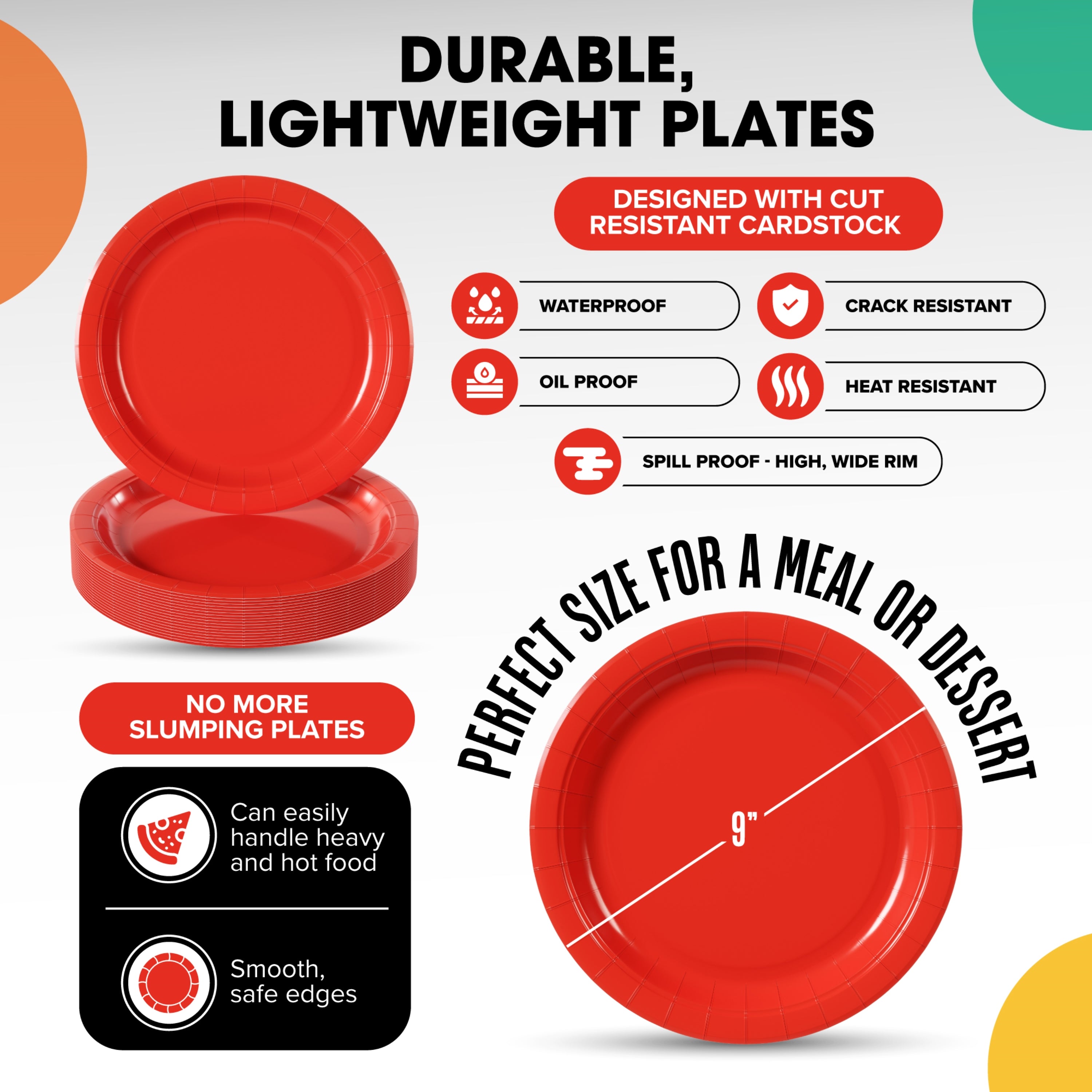 9 in. Red Paper Plates | 100 Count