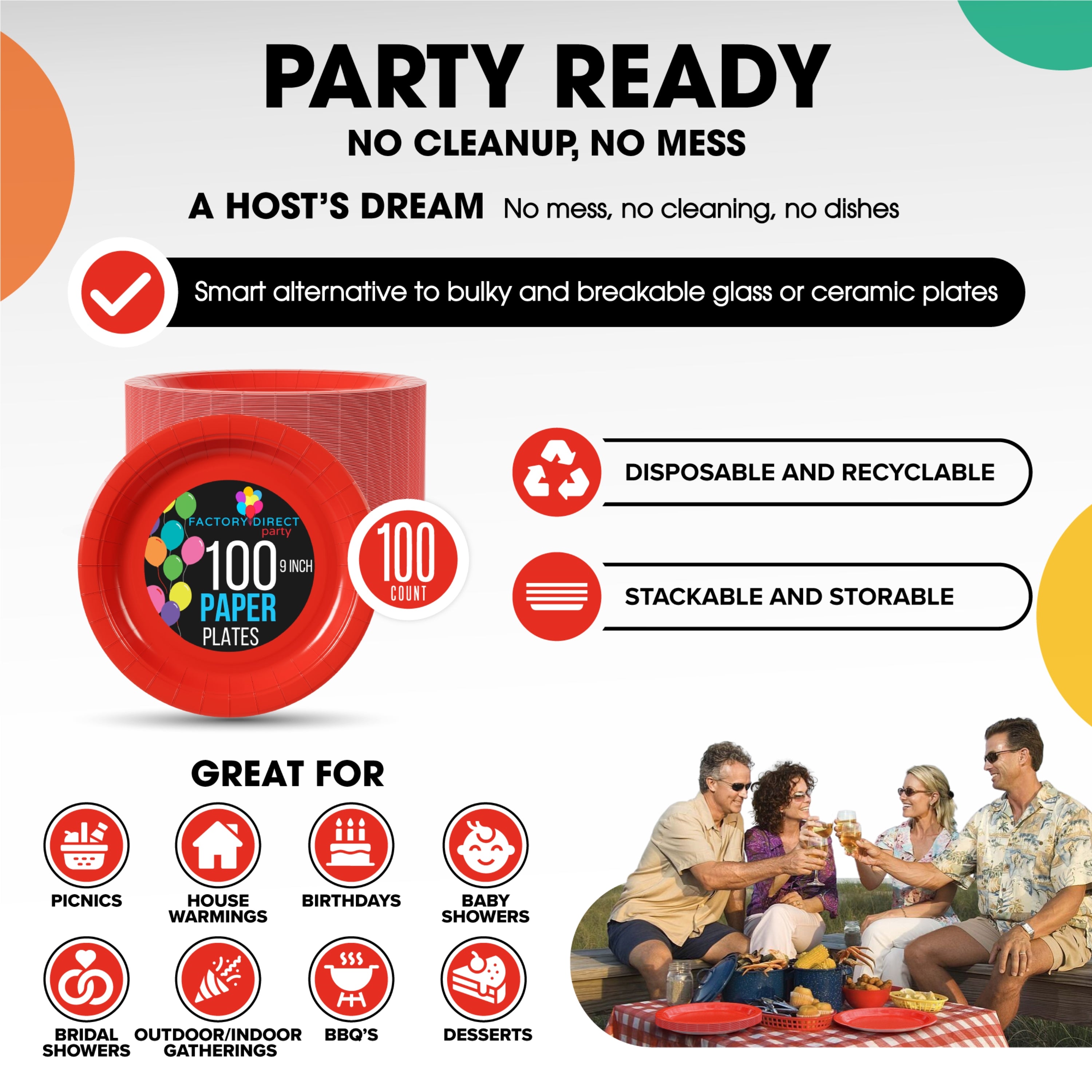 9 in. Red Paper Plates | 100 Count