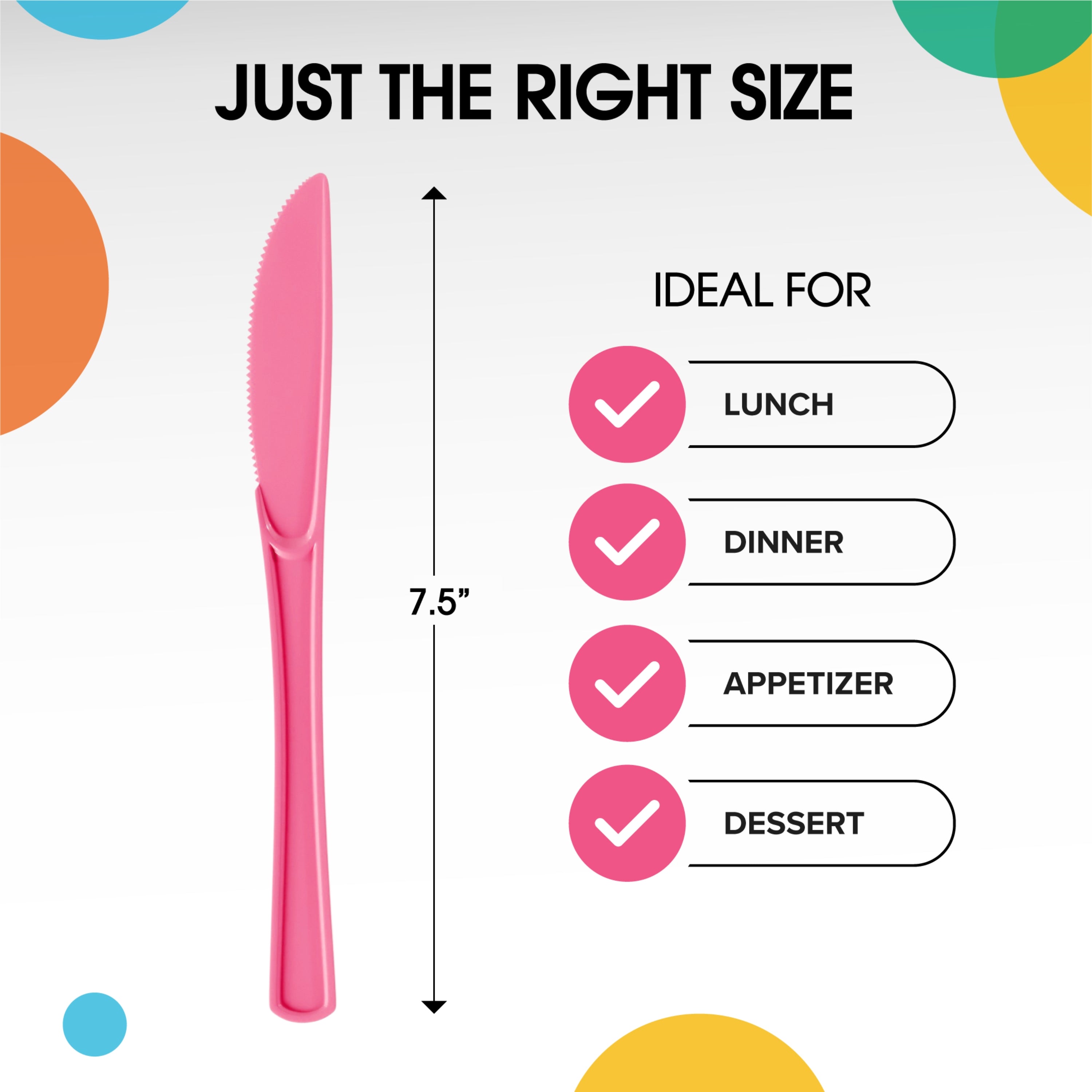 Heavy Duty Cerise Plastic Knives - 7.5 in. - 50 Ct.