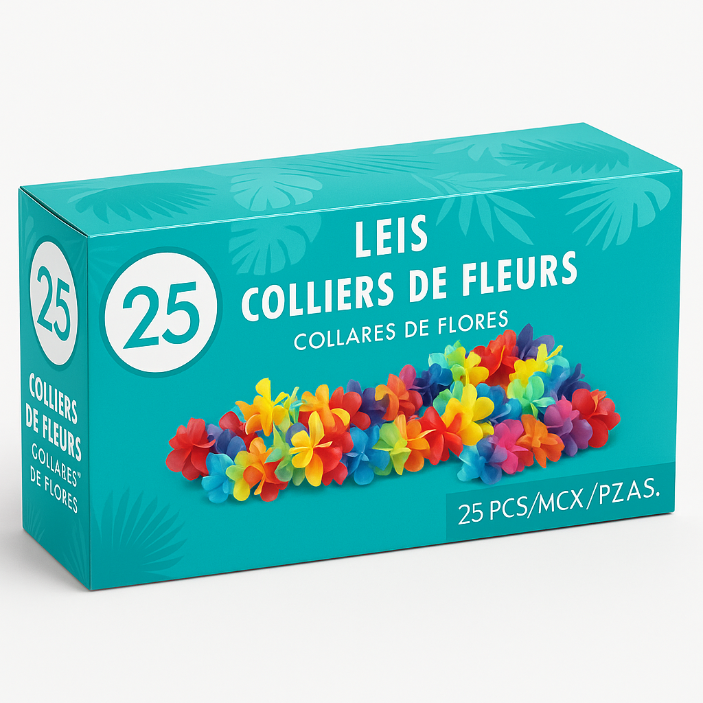 Rainbow Flower Leis Box Set - 25 Pack