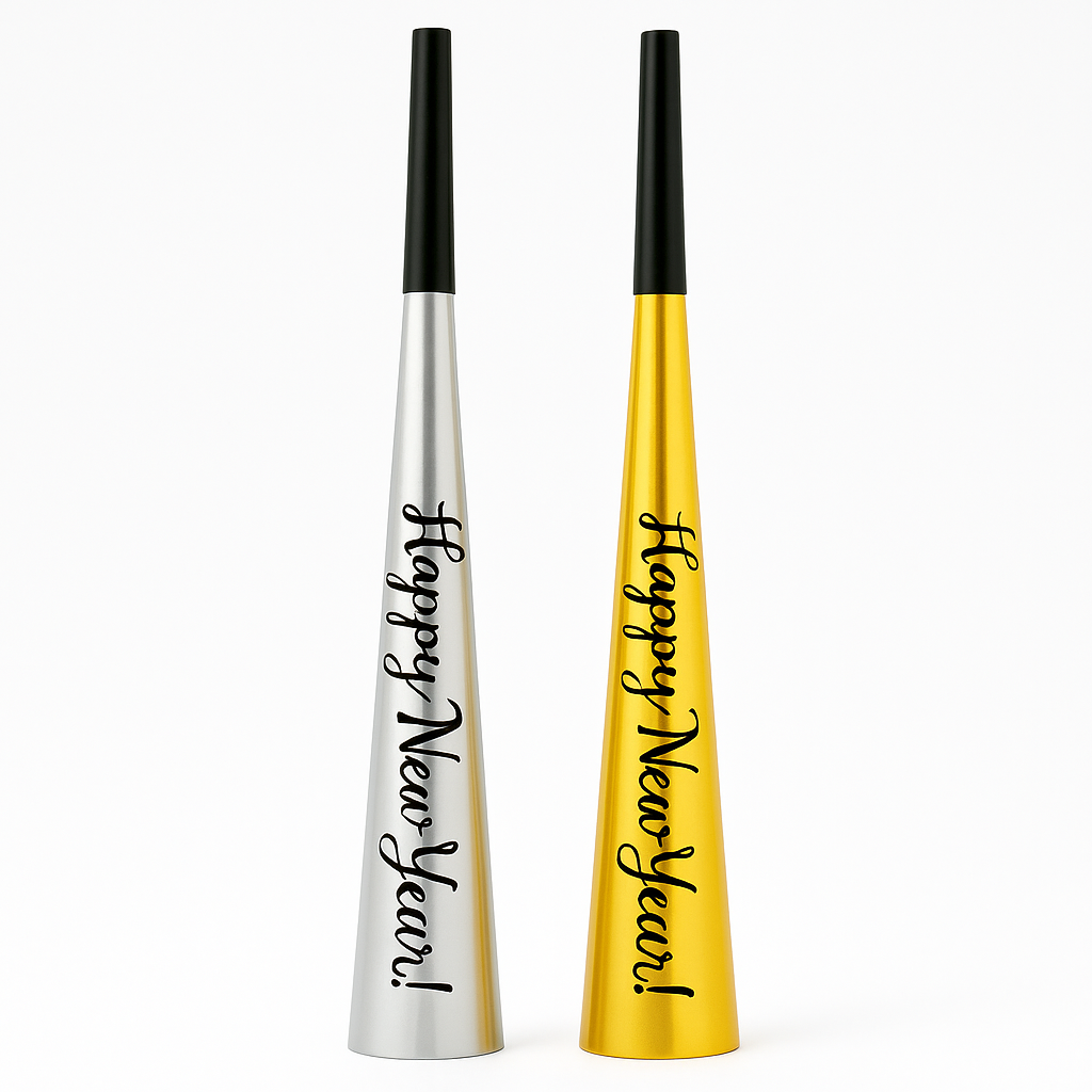 Metallic Gold & Silver New Year's Eve Party Horns, 24-Pack