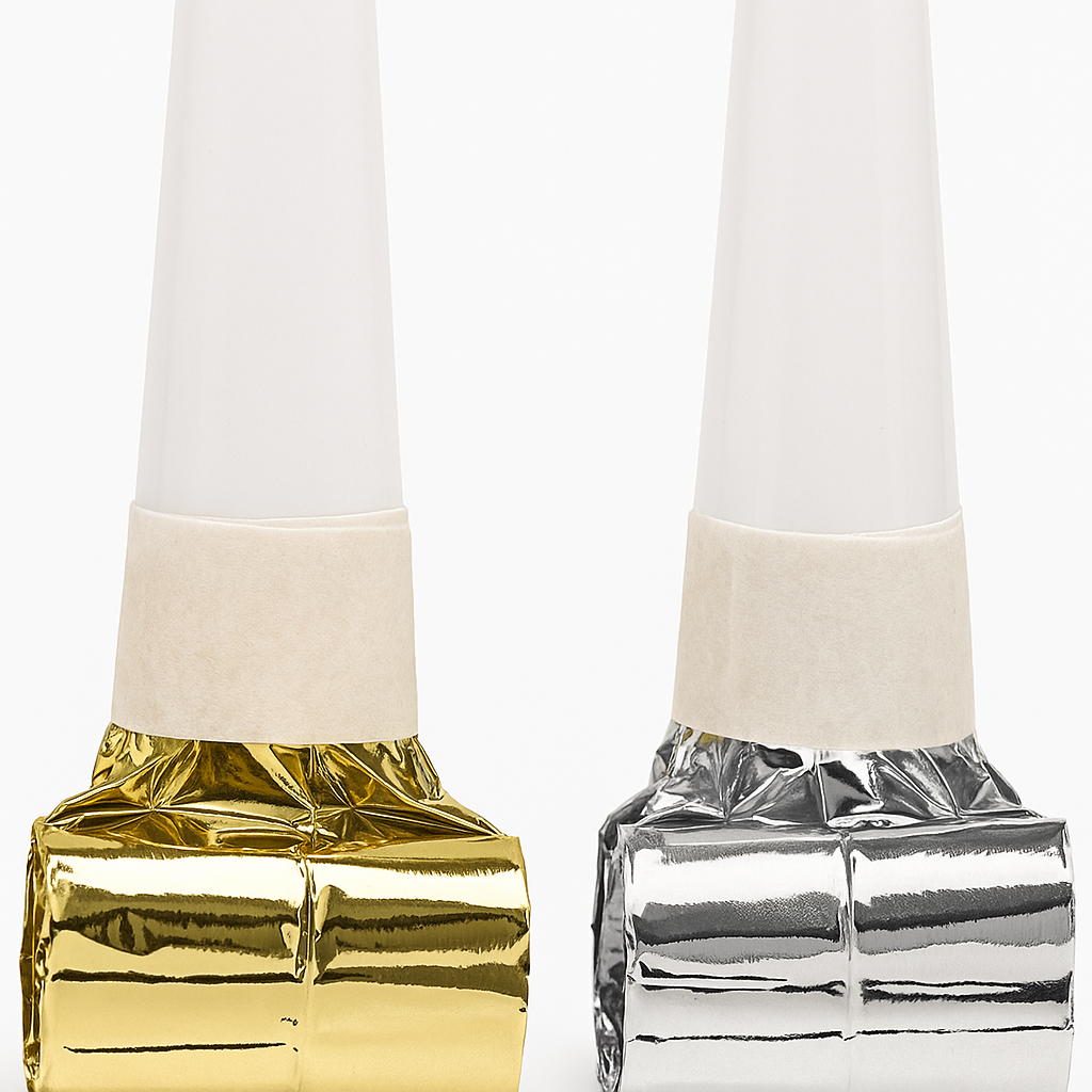 Metallic Gold and Silver Blowout Party Noisemakers, 8-Pack