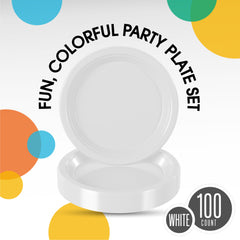 9 In. White Plastic Plates | 100 Count