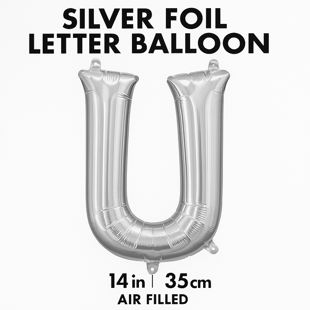 Silver Foil Letter "U" Balloon - Air Filled