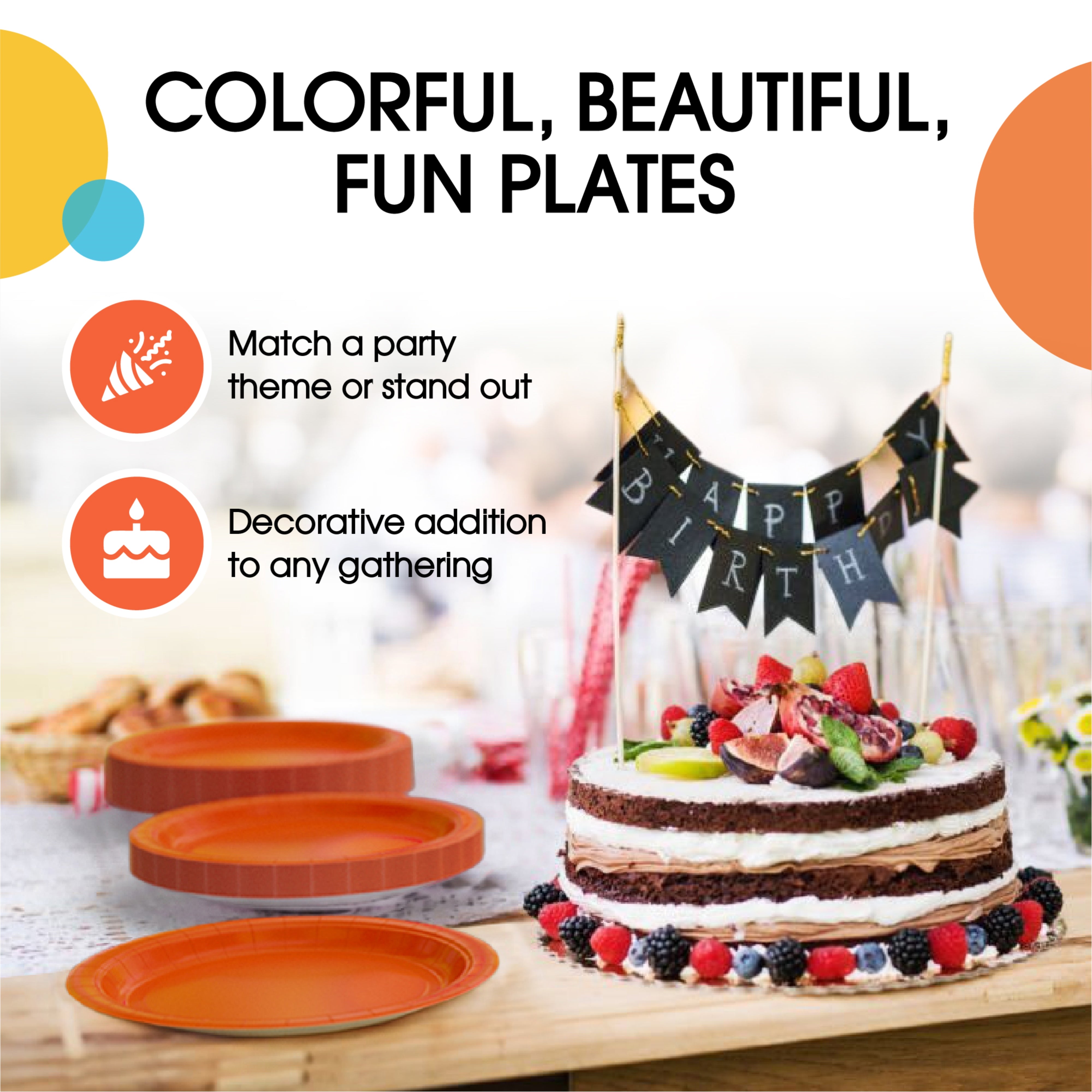 9 & 7 Inch.  Black and Orange Paper Plates Combo - 200 Pack (100 of each)