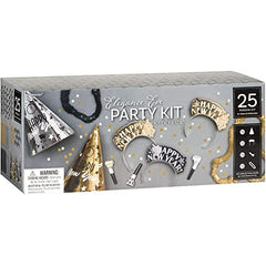 Amscan Elegant Eve 2025 New Year's Eve Decorations Party Supplies for 25, Includes Cone Hats and Tiaras