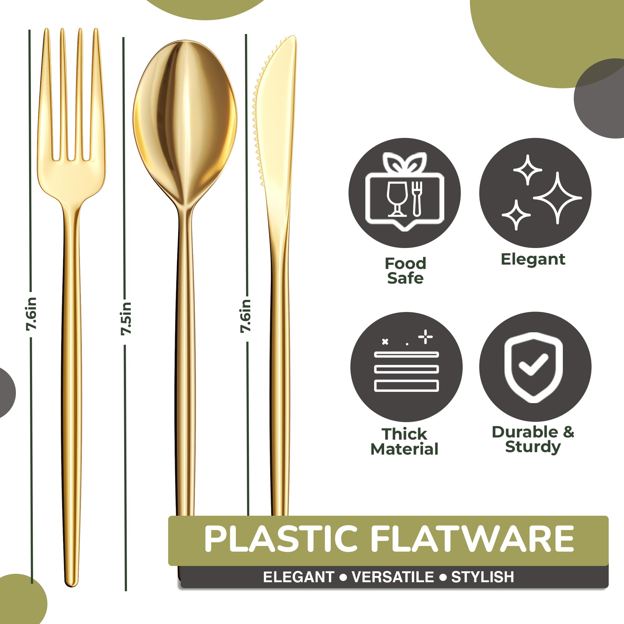 Trendables Gloss Gold Cutlery Combo | 360 Count