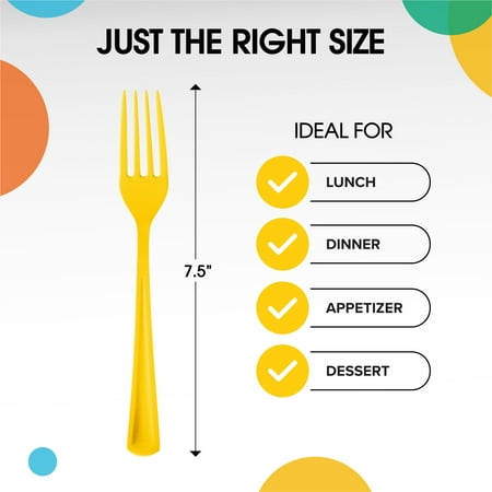 PMA - Heavy Duty Yellow Plastic Forks - 50 Ct.