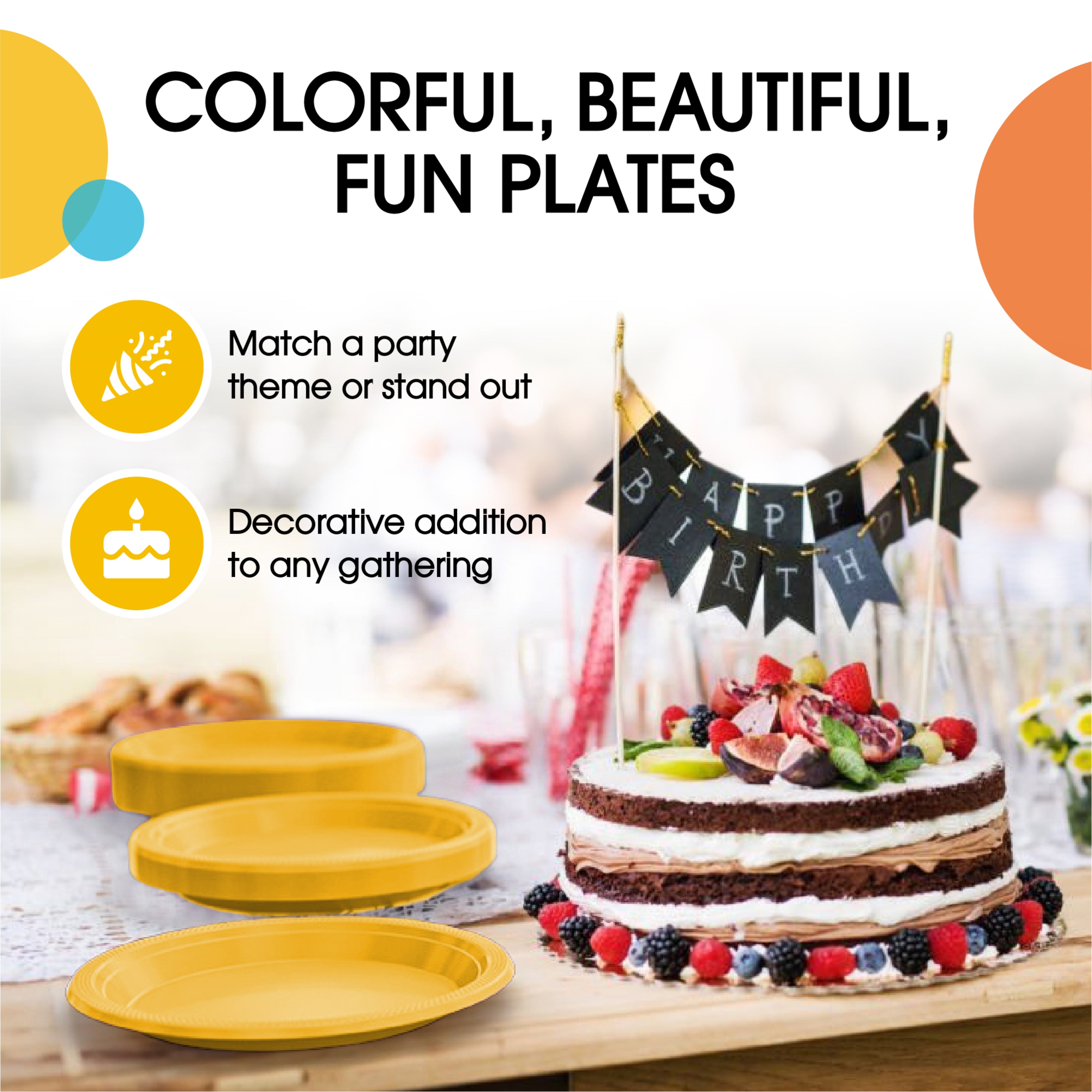 PMA - 7 In. Yellow Plastic Plates - 50 Ct.