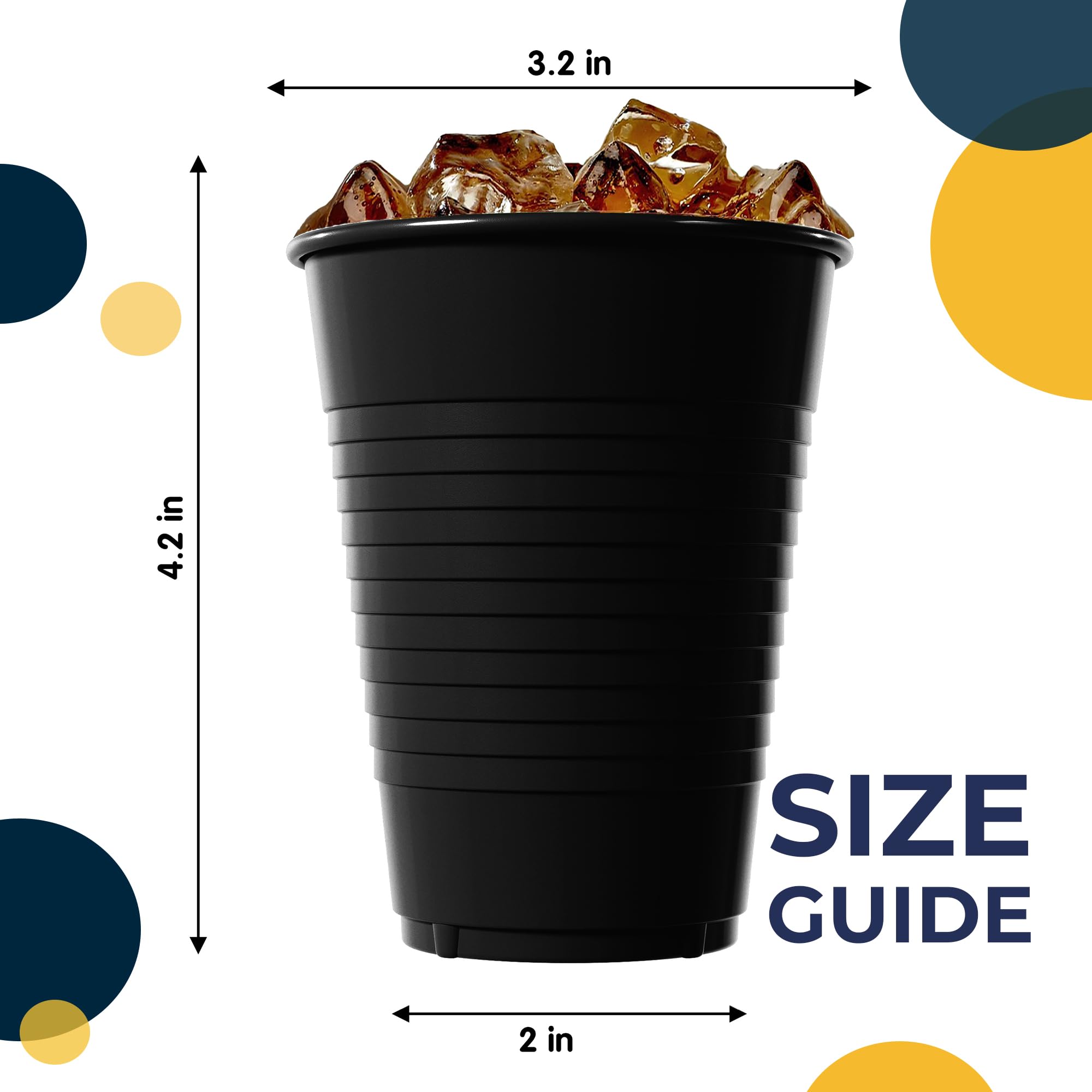 PMA - 12 Oz. Black Plastic Cups - 50 Ct.