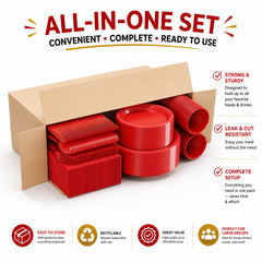 350 Pcs Red Plastic Disposable Tableware Set
