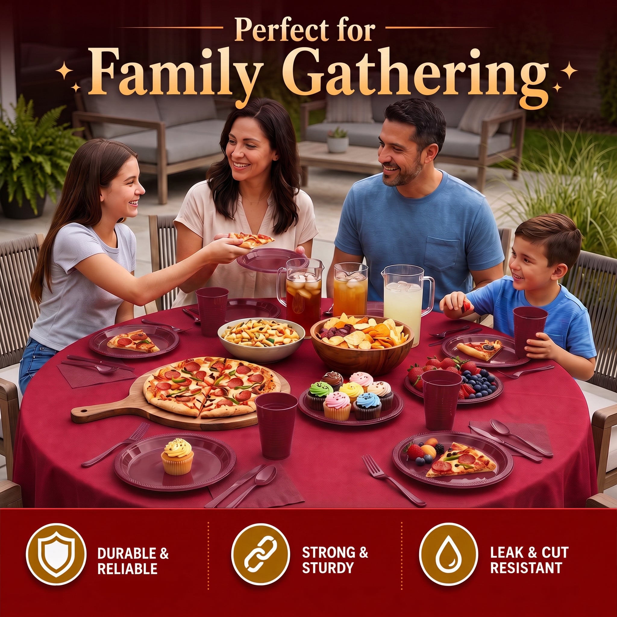 350 Piece Combo Set | Service For 50 | Burgundy