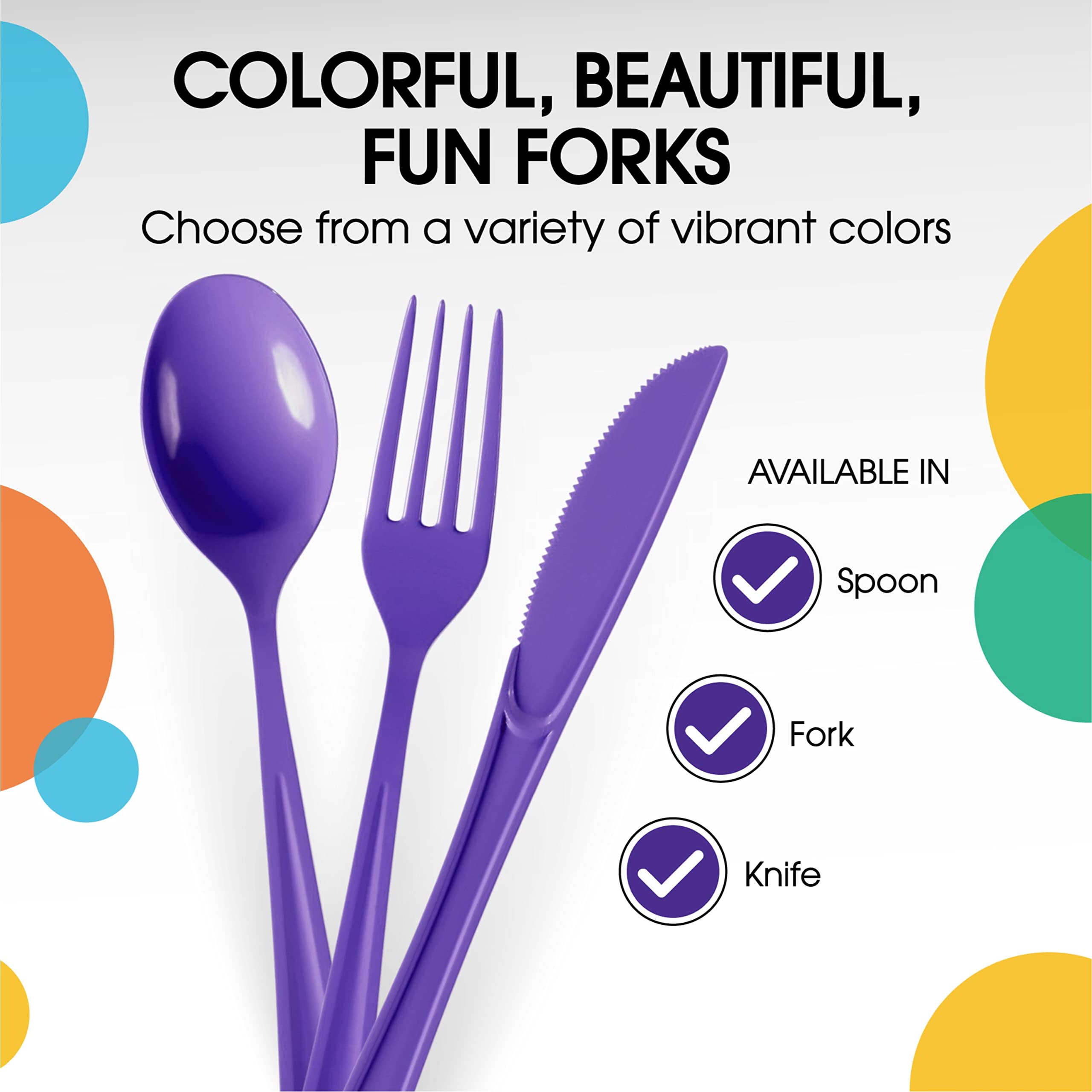 350 Pcs Purple/Yellow/White Disposable Tableware Set